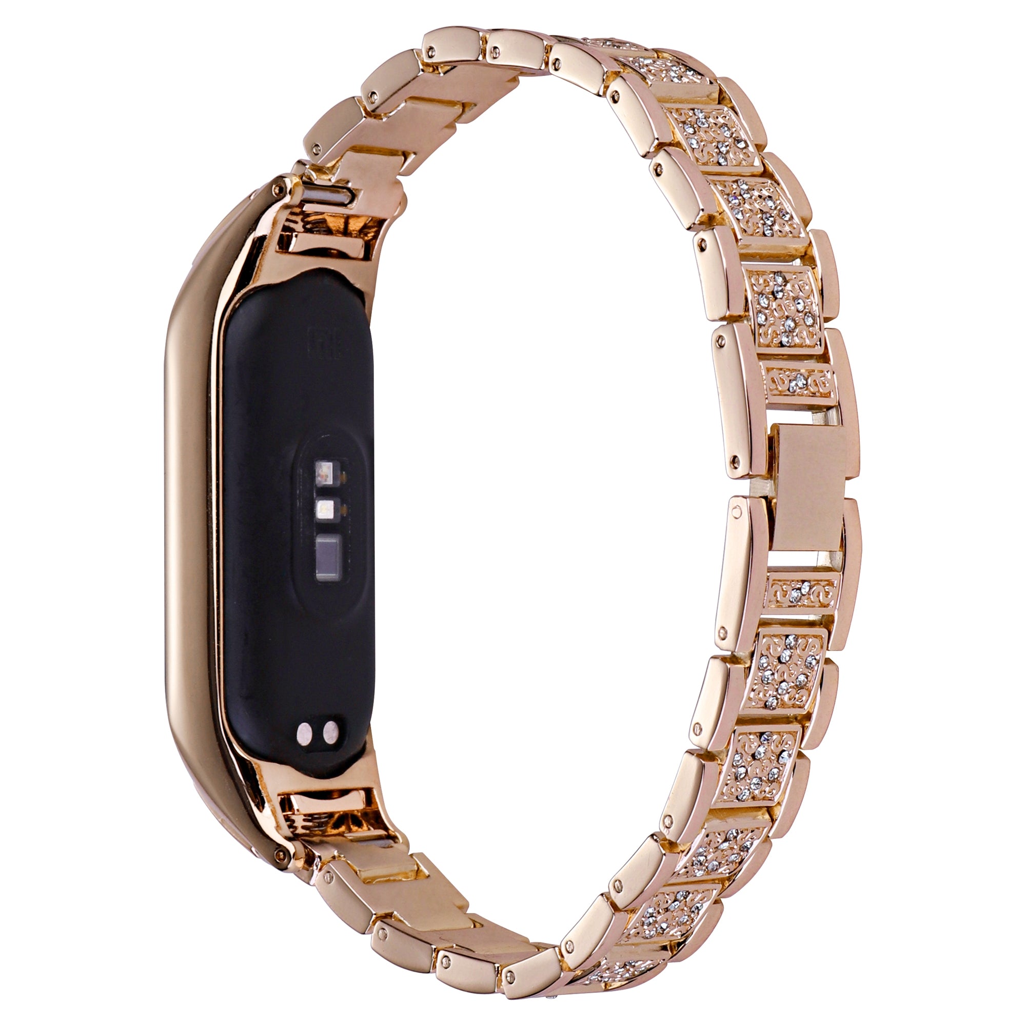 For Xiaomi Mi Band 3 4 Three Bead Watch Strap Metal Rhinestone Decor Wrist Band