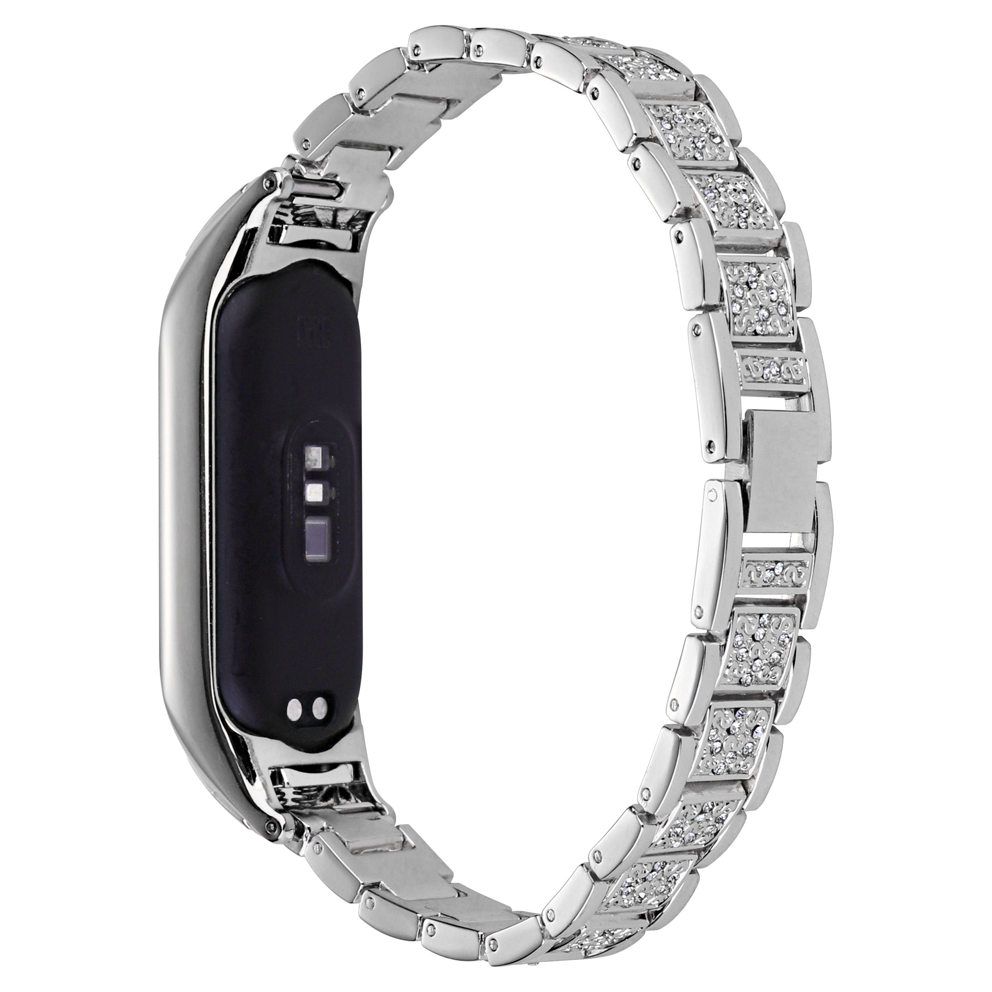 For Xiaomi Mi Band 5 6 Rhinestone Decor Smart Watch Band Three Bead Metal Wrist Strap