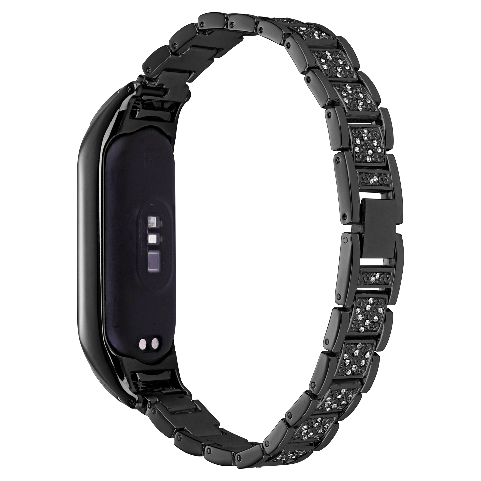 For Xiaomi Mi Band 5 6 Rhinestone Decor Smart Watch Band Three Bead Metal Wrist Strap