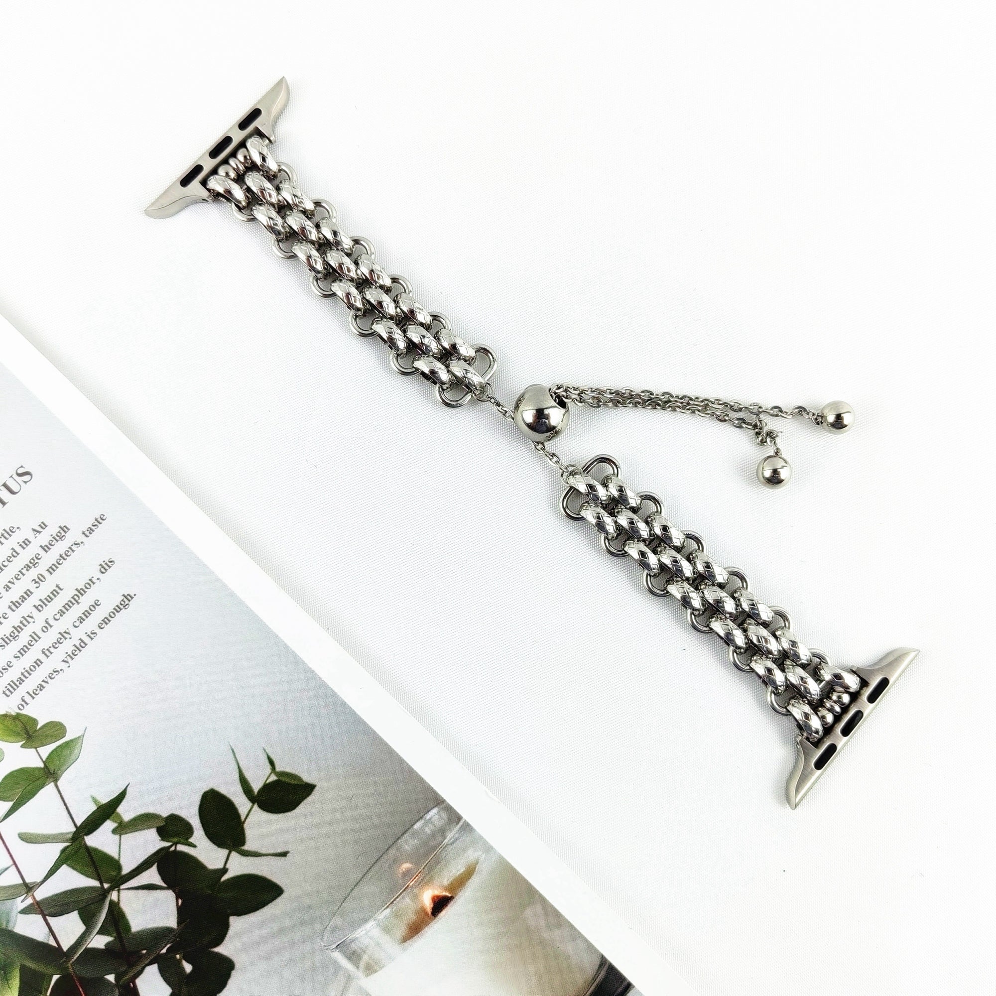 For Apple Watch Series 9 8 7 41mm 6 5 4 SE SE(2022) SE (2023) 40mm 3 2 1 38mm Metal Chain Bracelet Watch Strap Adjustable Wrist Band