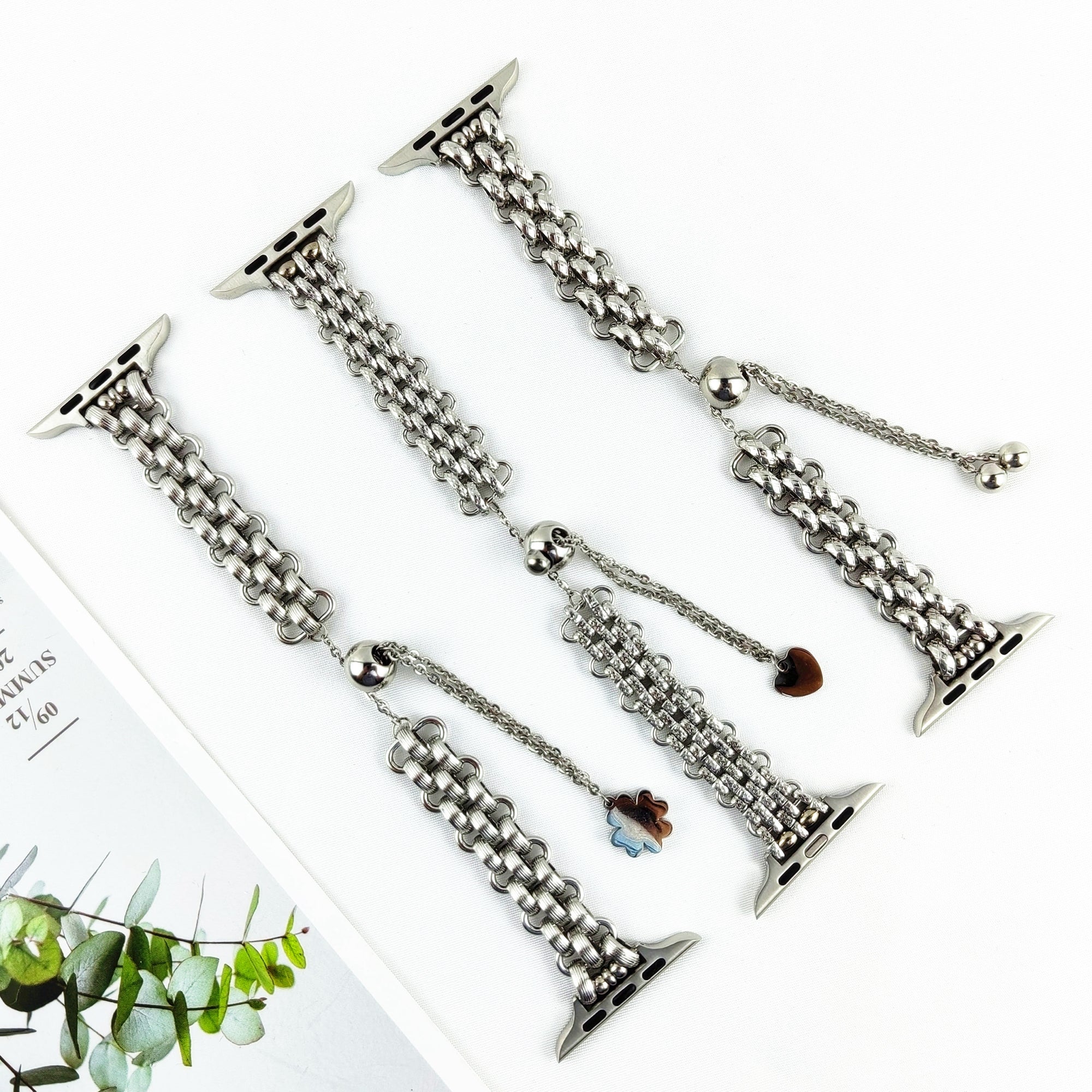 For Apple Watch Series 9 8 7 41mm 6 5 4 SE SE(2022) SE (2023) 40mm 3 2 1 38mm Metal Chain Bracelet Watch Strap Adjustable Wrist Band