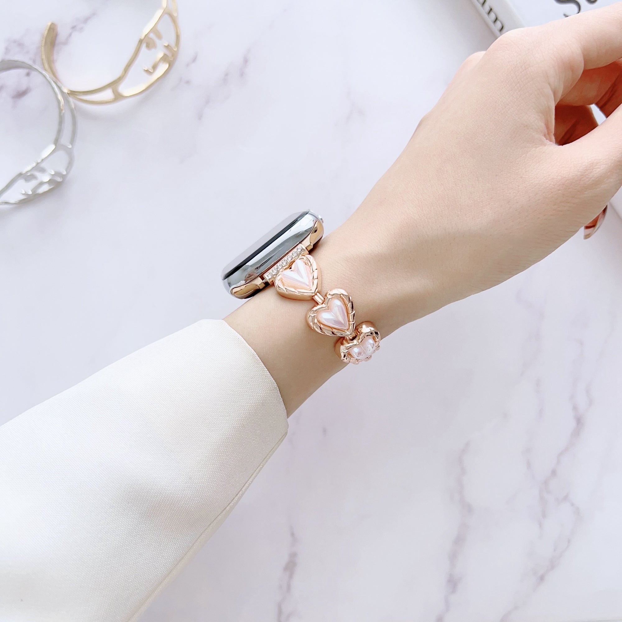 Watch Band for Apple Watch Ultra 49mm Series 9 8 7 45mm Series 6 5 4 SE (2022) (2023) SE 44mm Series 3 2 1 42mm Jewelry Metal Bracelet Strap