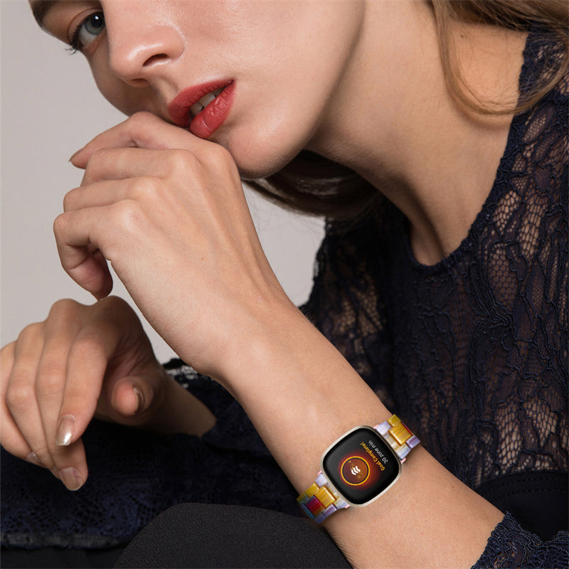 Resin Band for Fitbit Versa 4 Sense 2 20mm Lightweight Watch Strap Bracelet with Stainless Steel Buckle
