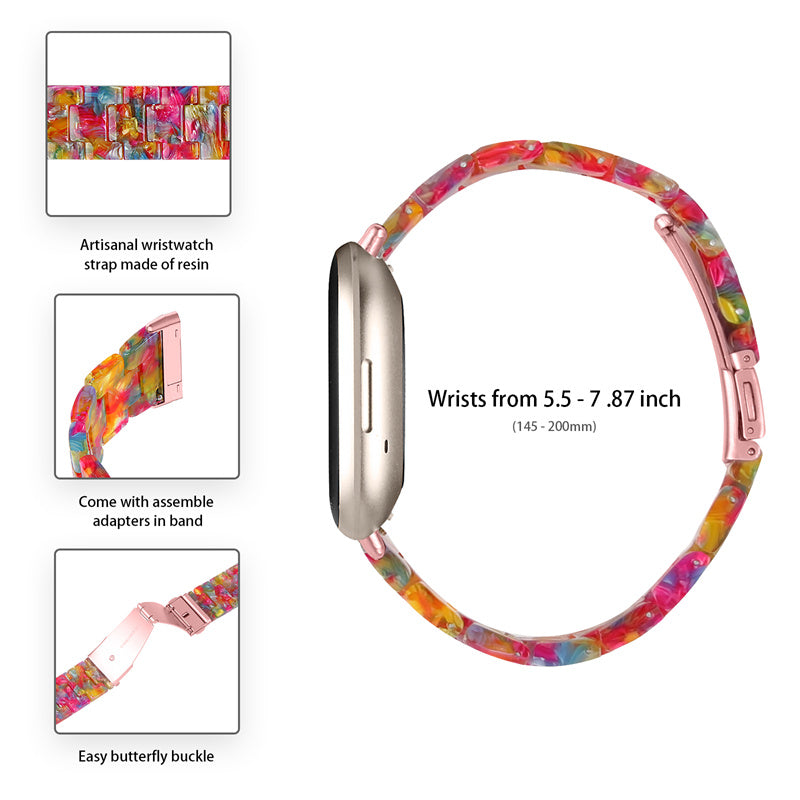 Resin Band for Fitbit Versa 4 Sense 2 20mm Lightweight Watch Strap Bracelet with Stainless Steel Buckle