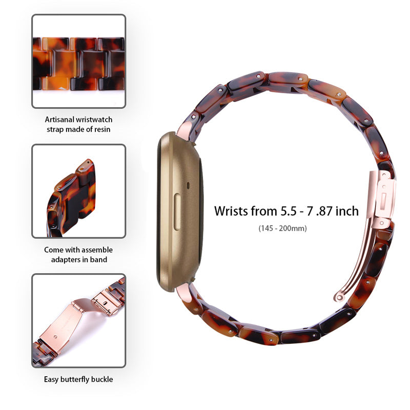 Resin Band for Fitbit Versa 4 Sense 2 20mm Lightweight Watch Strap Bracelet with Stainless Steel Buckle