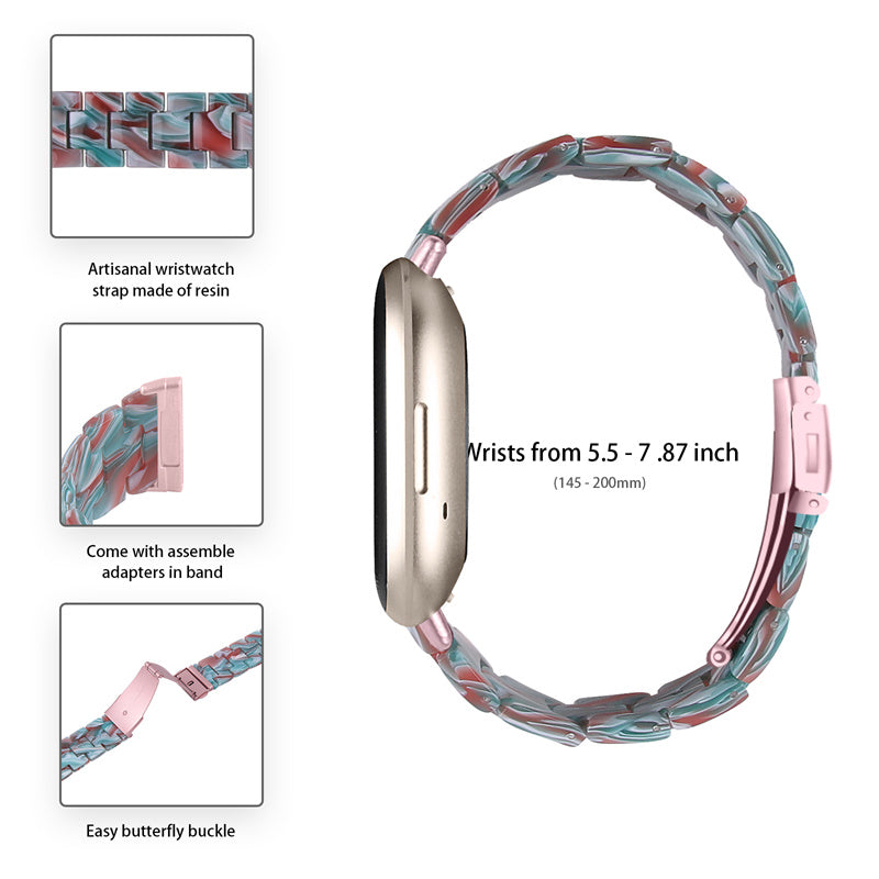 Resin Band for Fitbit Versa 4 Sense 2 20mm Lightweight Watch Strap Bracelet with Stainless Steel Buckle