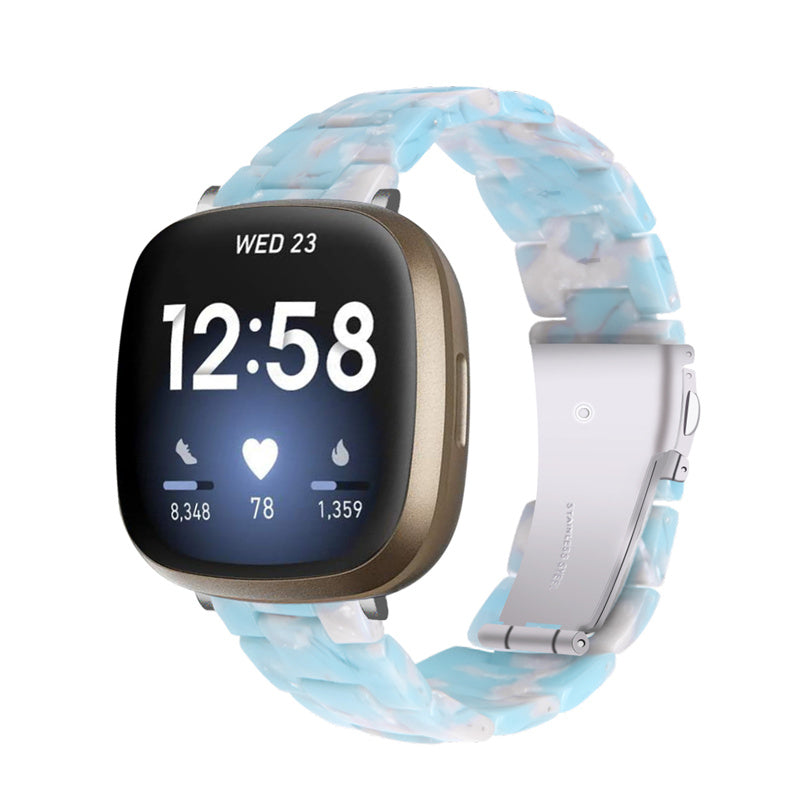 Watch Band for Fitbit Versa 4 Sense 2 20mm Resin Watchband Stainless Steel Buckle Replacement Strap