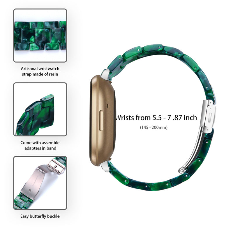 Watch Band for Fitbit Versa 4 Sense 2 20mm Resin Watchband Stainless Steel Buckle Replacement Strap