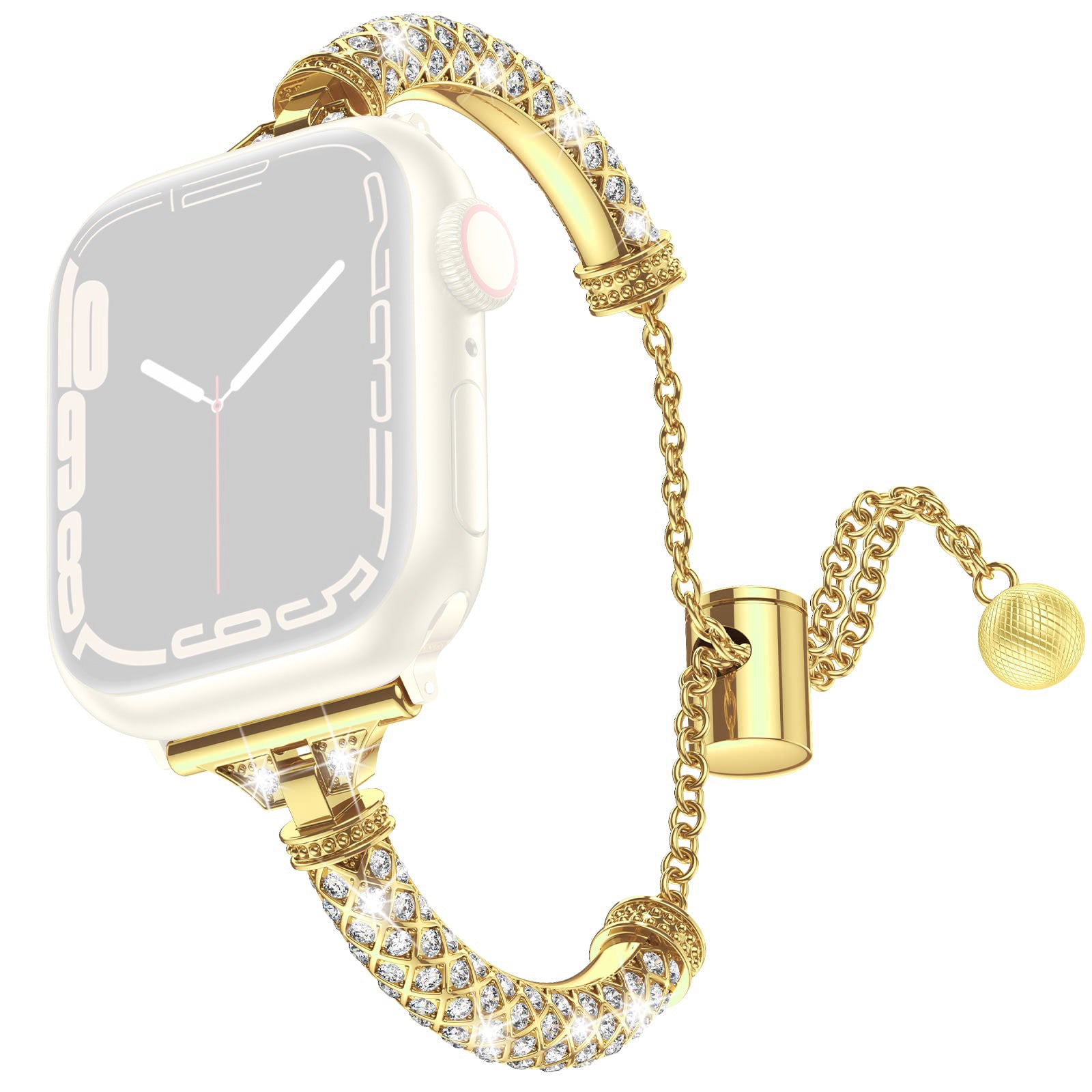 Watch Band For Apple Watch Series 9 8 7 41mm 6 5 4 SE SE(2022) SE (2023) 40mm 3 2 1 38mm Rhinestone Decor Bracelet Metal Strap