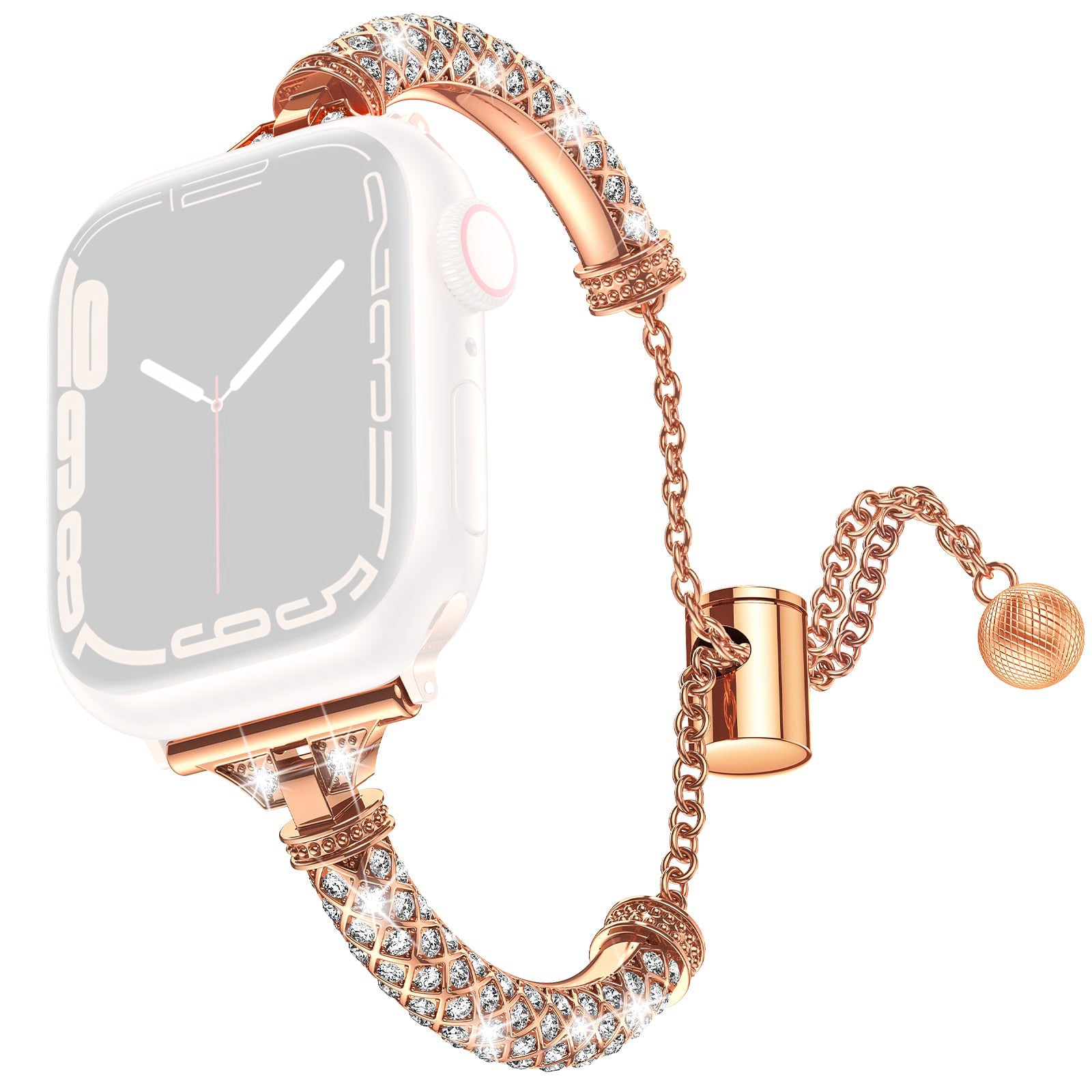Metal Watch Band For Apple Watch Ultra Ultra 2 49mm Series 9 8 7 45mm Series 6 5 4 SE SE (2022) (2023) 44mm Series 3 2 1 42mm Rhinestone Decor Bracelet Strap