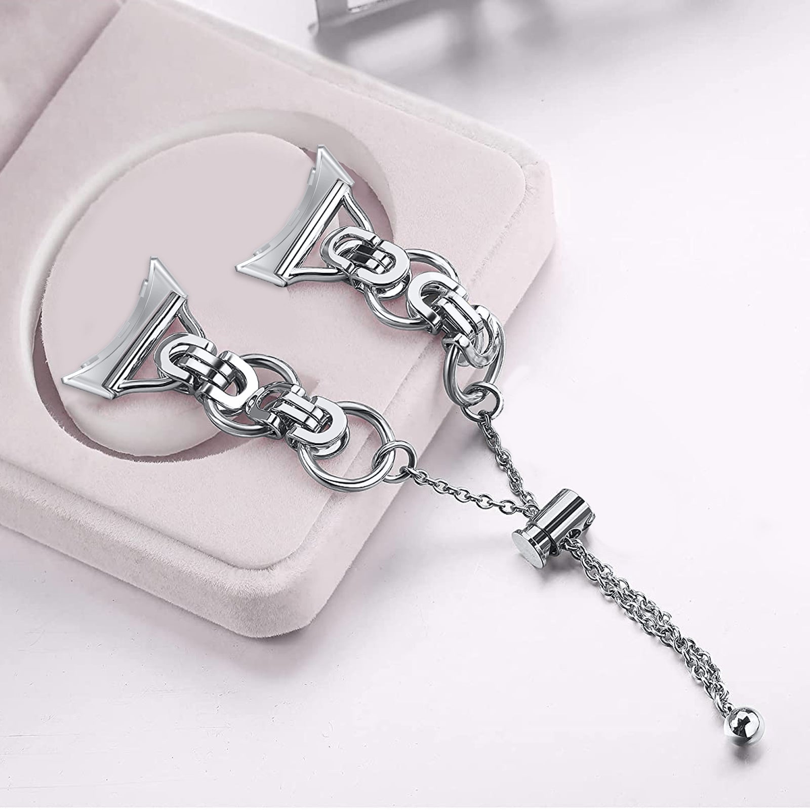 For Google Pixel Watch 2/Pixel Watch Smartwatch Strap Replacement Bead Chain Stainless Strap Bracelet Strap - Silver