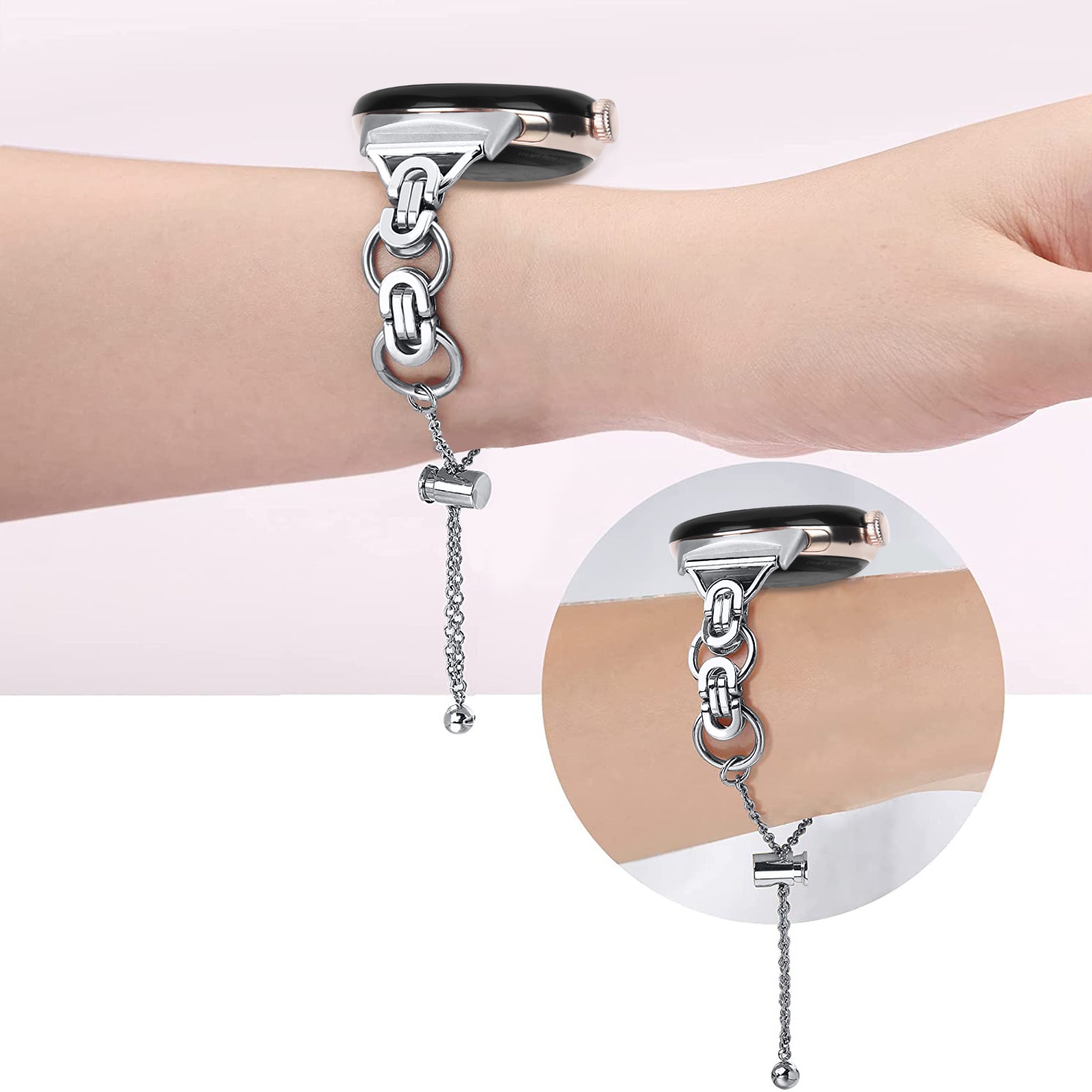 For Google Pixel Watch 2/Pixel Watch Smartwatch Strap Replacement Bead Chain Stainless Strap Bracelet Strap - Silver