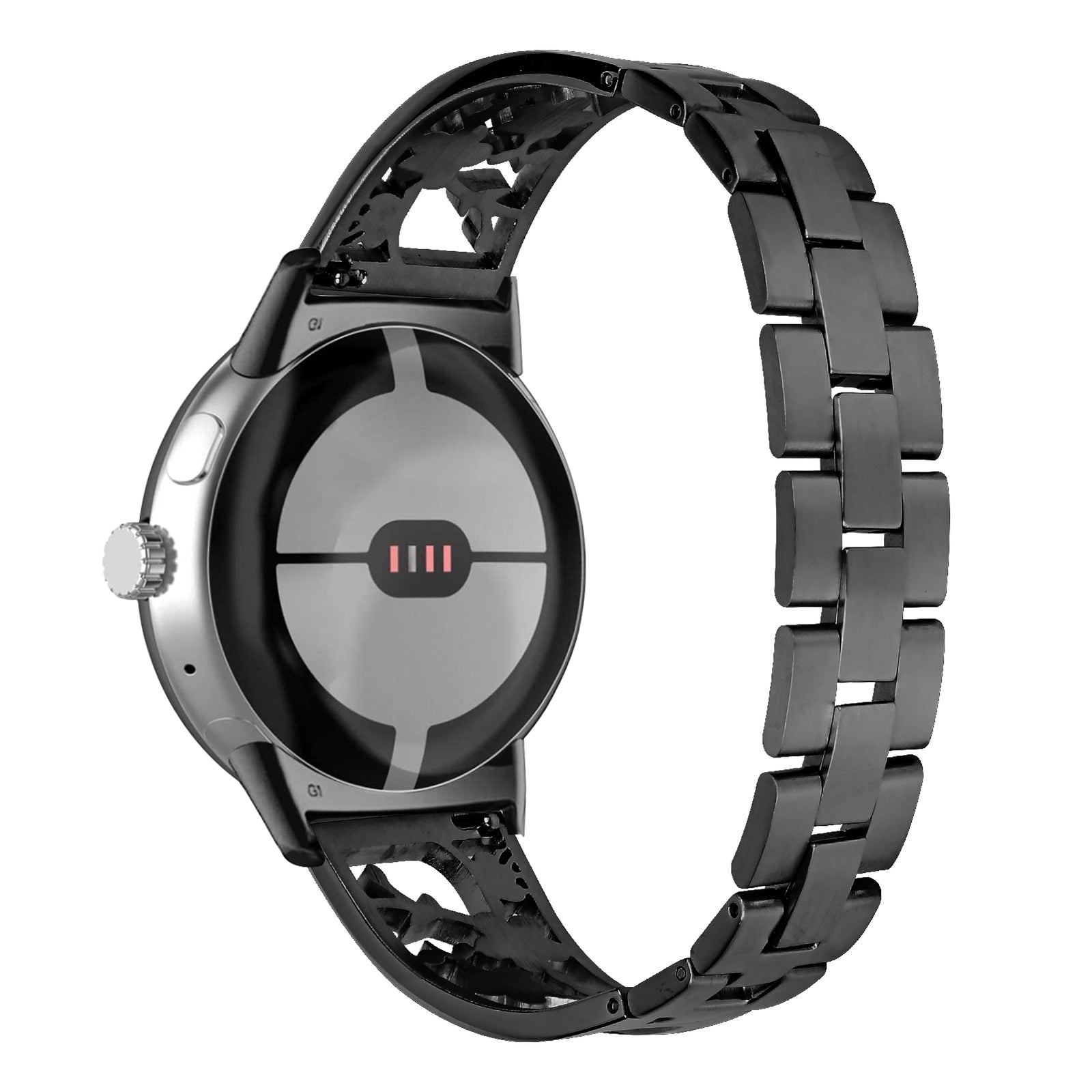 For Google Pixel Watch 2 Pixel Watch 304 Stainless Steel Bracelet Rhinestone Decor Plum Wrist Strap Detachable Watch Band