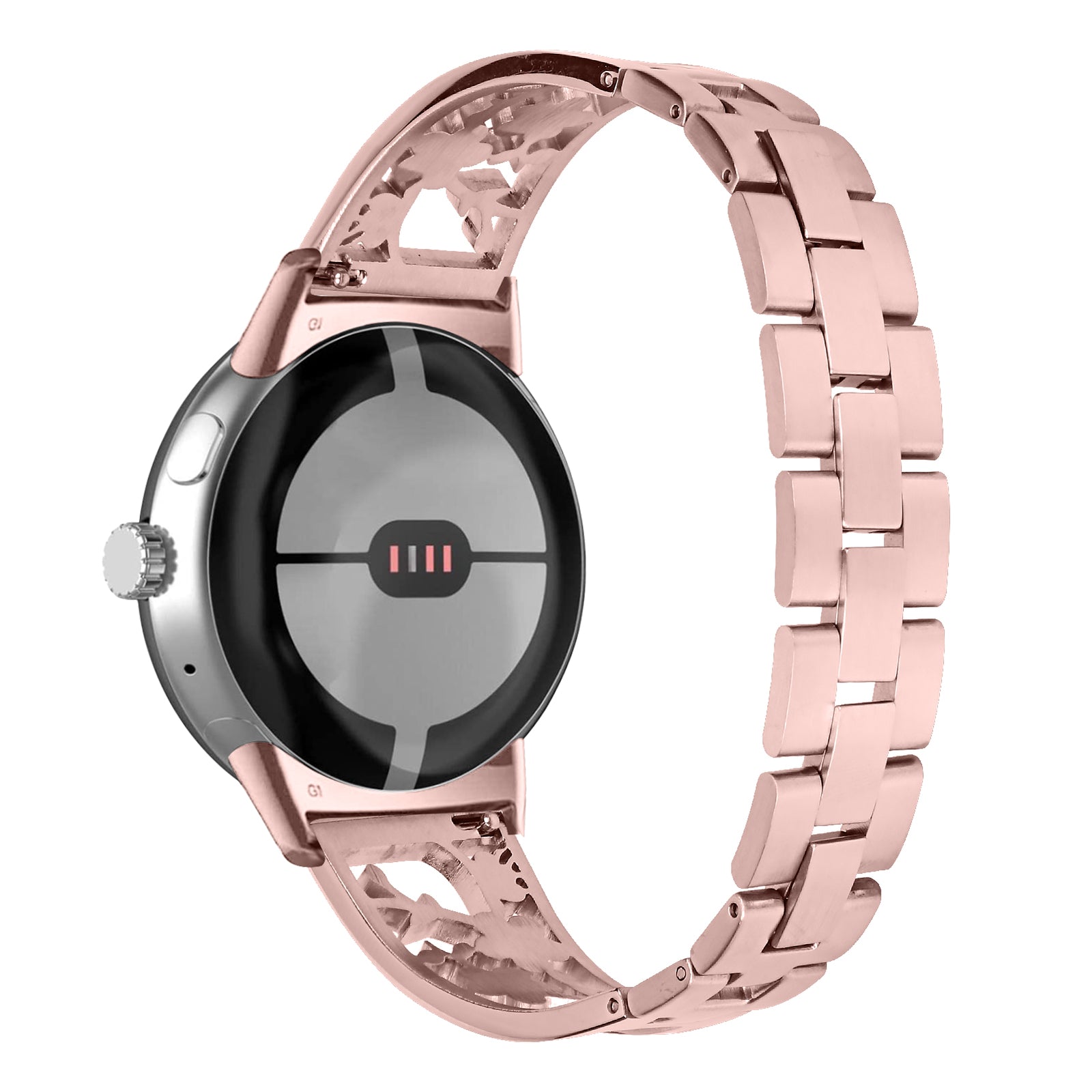 For Google Pixel Watch 2 Pixel Watch 304 Stainless Steel Bracelet Rhinestone Decor Plum Wrist Strap Detachable Watch Band