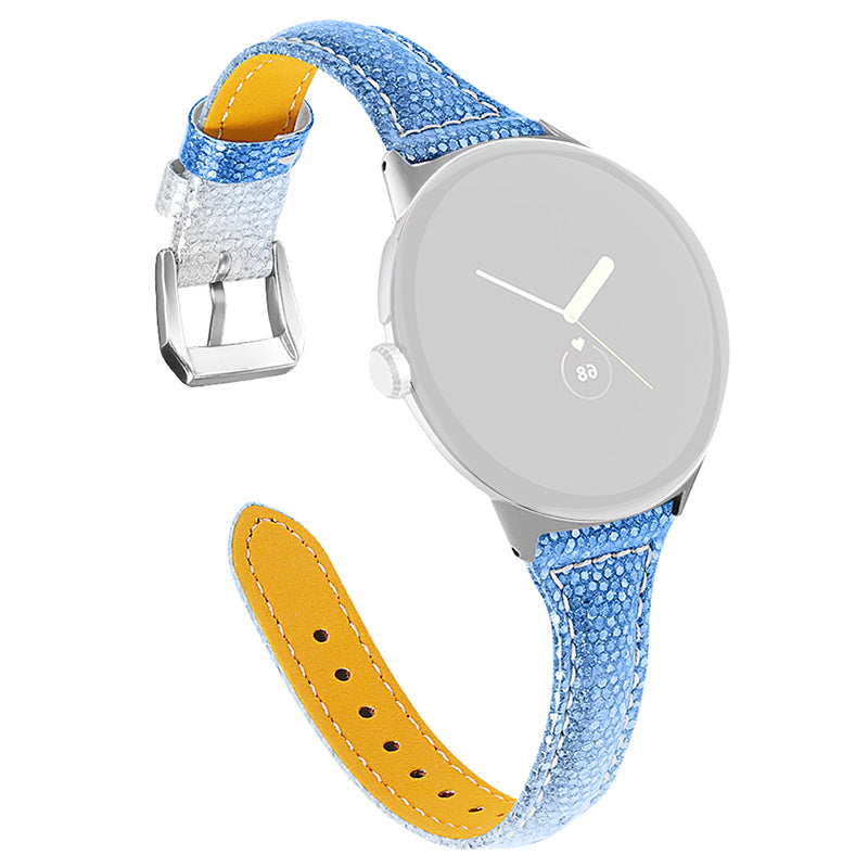For Google Pixel Watch 2 Pixel Watch Top Layer Cowhide Leather Gradient Wrist Band Replacement Smartwatch Strap