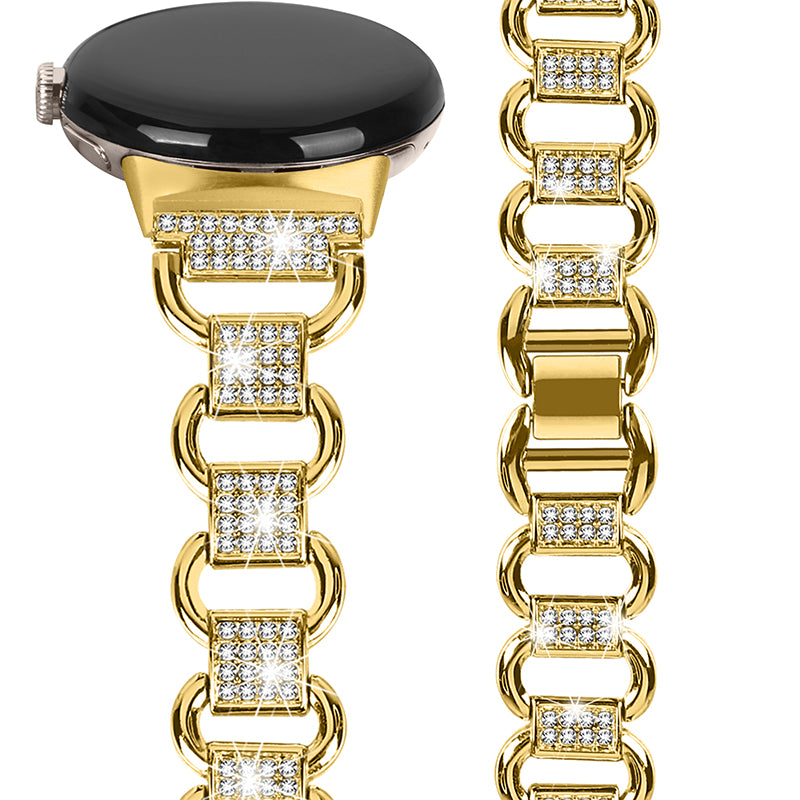 For Google Pixel Watch 2 Pixel Watch Metal Bracelet Strap Rhinestone Decor Smartwatch Wrist Strap Replacement