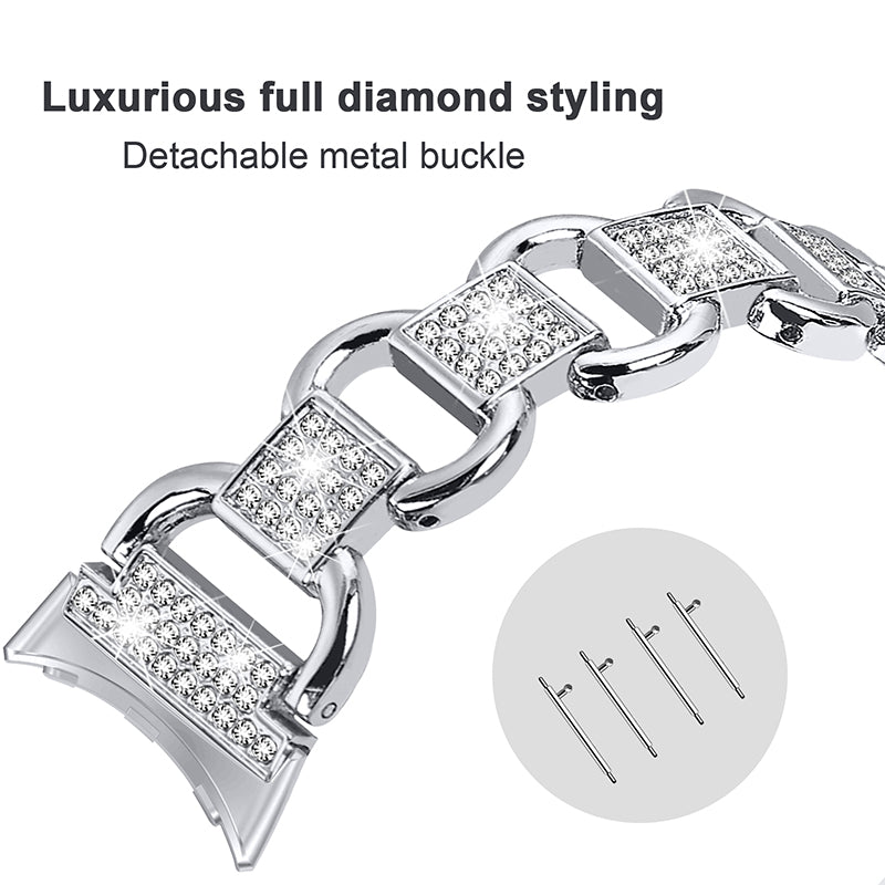 For Google Pixel Watch 2 Pixel Watch Metal Bracelet Strap Rhinestone Decor Smartwatch Wrist Strap Replacement