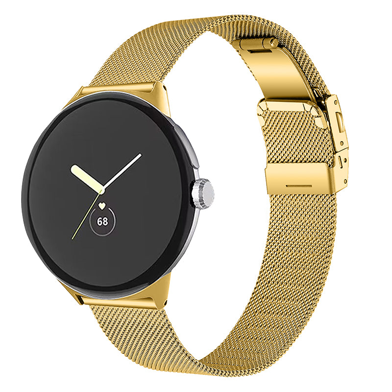 For Google Pixel Watch 2 Pixel Watch Stainless Steel Milanese Strap Replacement Wrist Band with Closure Buckle