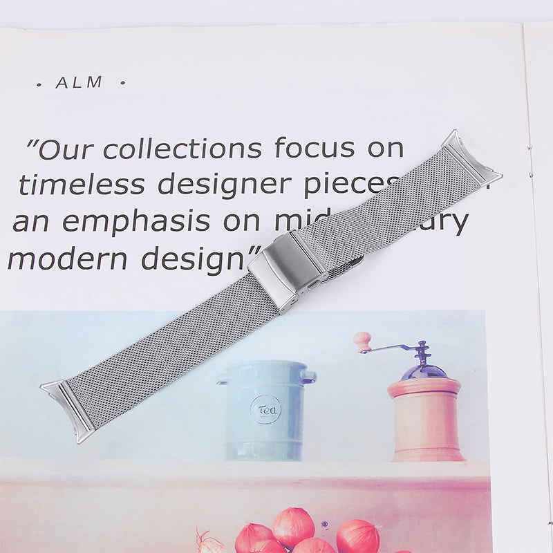 For Google Pixel Watch 2/Pixel Watch Stainless Steel Mesh Milanese Strap Adjustable Wrist Band with Closure Buckle - Silver