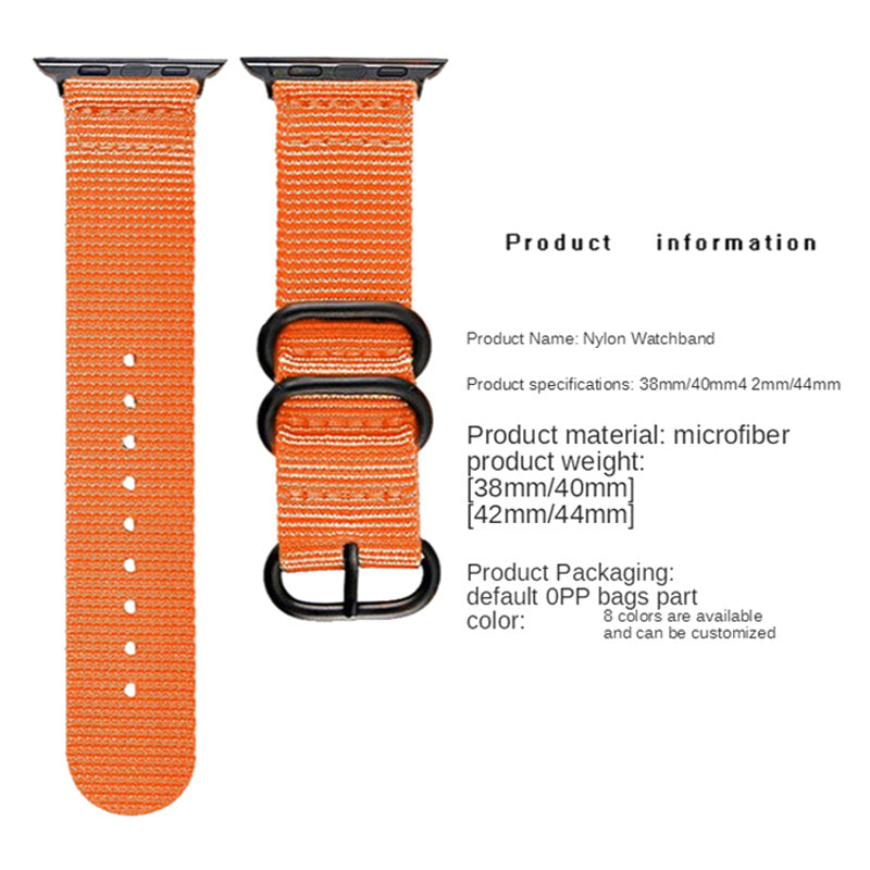 Nylon Watch Band for Apple Watch Series 9 8 7 41mm 6 5 4 SE SE(2022) SE (2023) 40mm 3 2 1 38mm Three Loops Webbing Strap