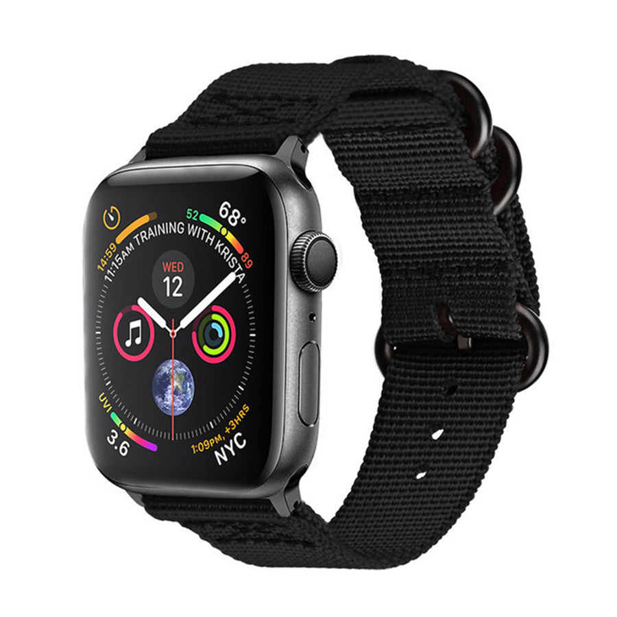Nylon Watch Band for Apple Watch Ultra 49mm Series 8 7 45mm Series 6 5 4 SE (2022) SE 44mm Series 3 2 1 42mm Three Loops Sport Breathable Strap