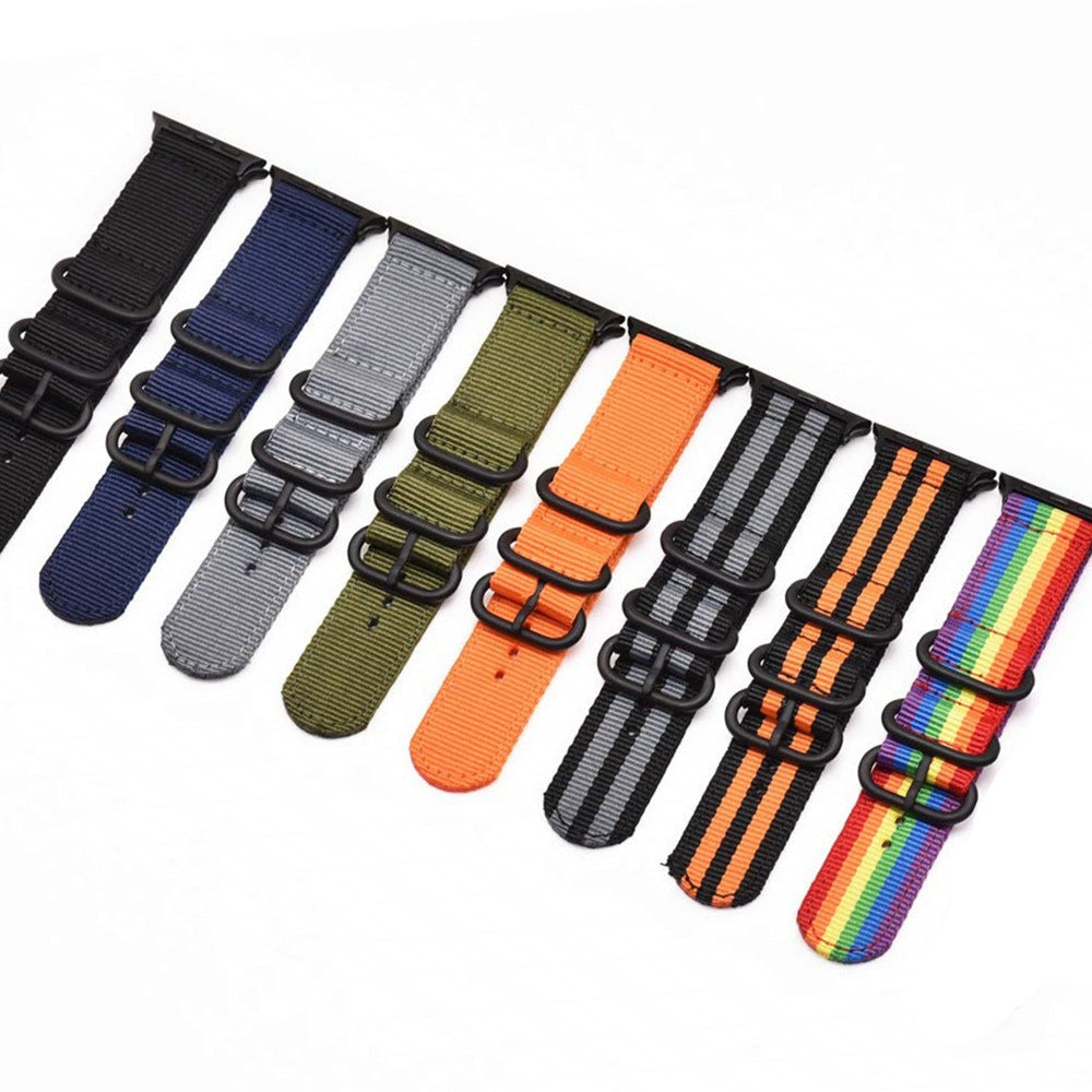 Nylon Watch Band for Apple Watch Ultra 49mm Series 8 7 45mm Series 6 5 4 SE (2022) SE 44mm Series 3 2 1 42mm Three Loops Sport Breathable Strap