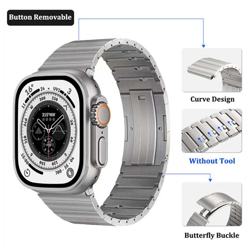 Watch Band For Apple Watch Series 9 8 7 41mm 6 5 4 SE SE(2022) SE (2023) 40mm 3 2 1 38mm Quick Release Stainless Steel Watch Strap