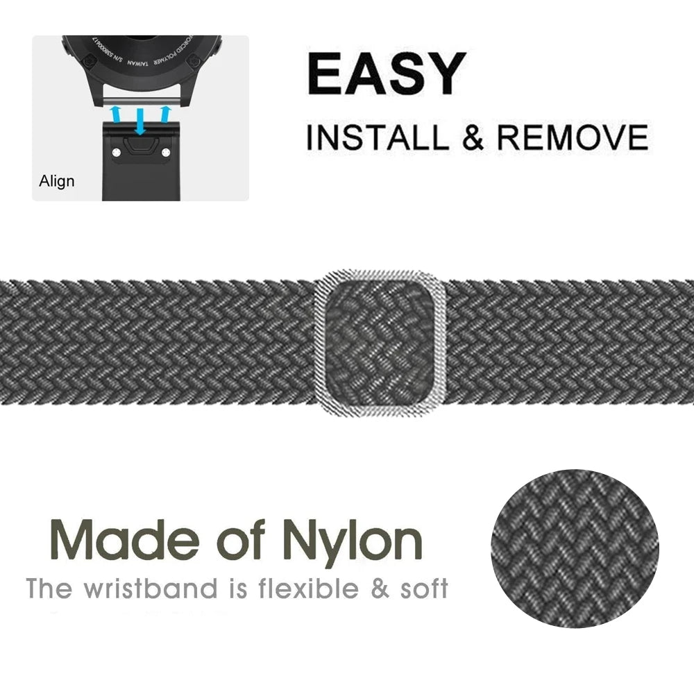 For Garmin Fenix 7 Epix Instinct 2 Approach S62 Fenix 5 Nylon Strap 22mm Smart Watch Band with Buckle