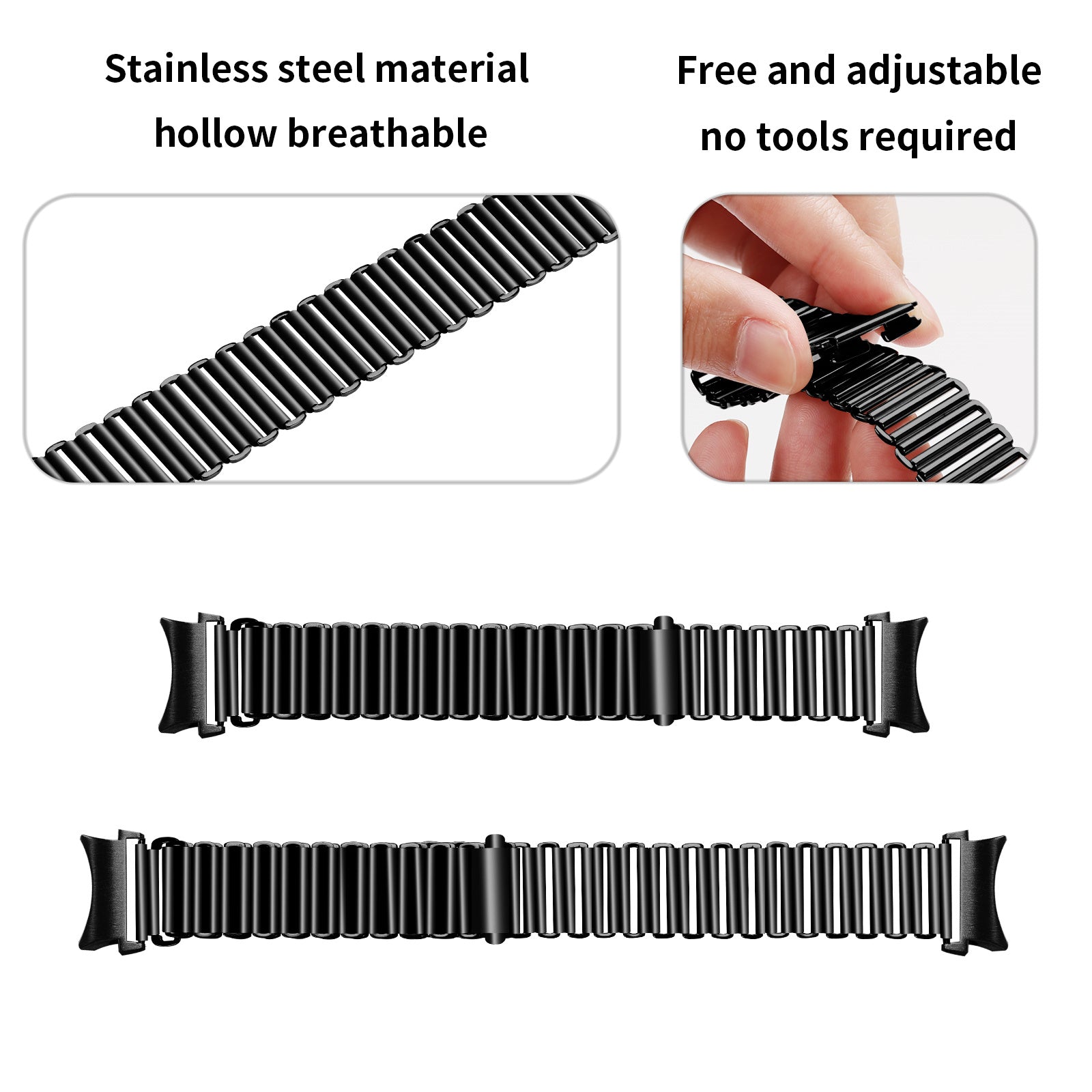 For Samsung Galaxy Watch4 Active 40mm 44mm Watch4 Classic 42mm 46mm Stainless Steel Watch Band Adjustable Wrist Strap with Connector