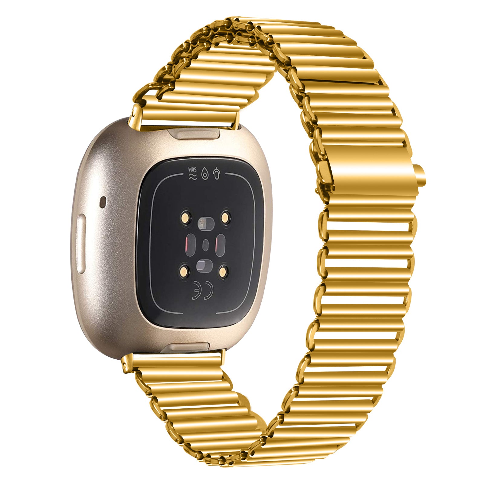 For Fitbit Versa 3 Sense Replacement Watch Band Stainless Steel Hollow Watch Strap