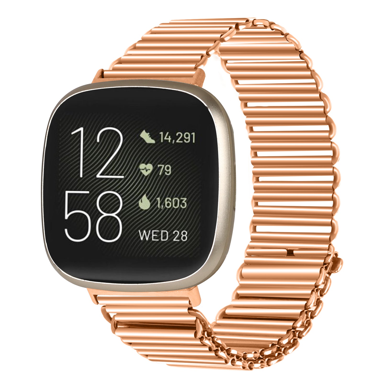 For Fitbit Versa 3 Sense Replacement Watch Band Stainless Steel Hollow Watch Strap