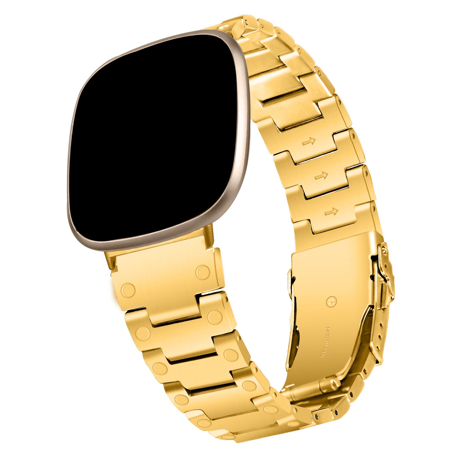 For Fitbit Versa 4 Sense 2 Stainless Steel Watch Band Three Bead Replacement Watch Strap