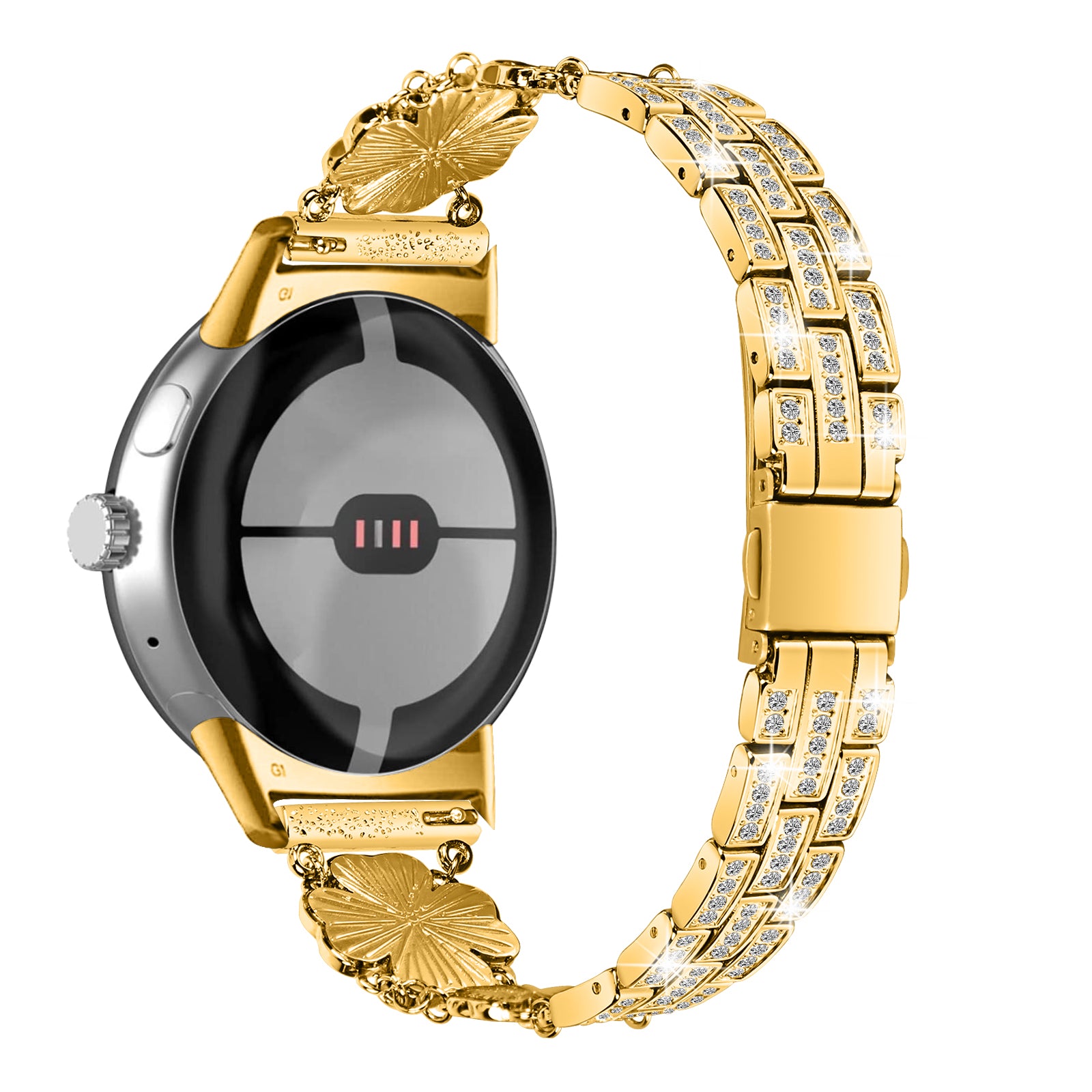 For Google Pixel Watch 2 Pixel Watch Rhinestone Decor Replacement Steel Watch Strap Wrist Band