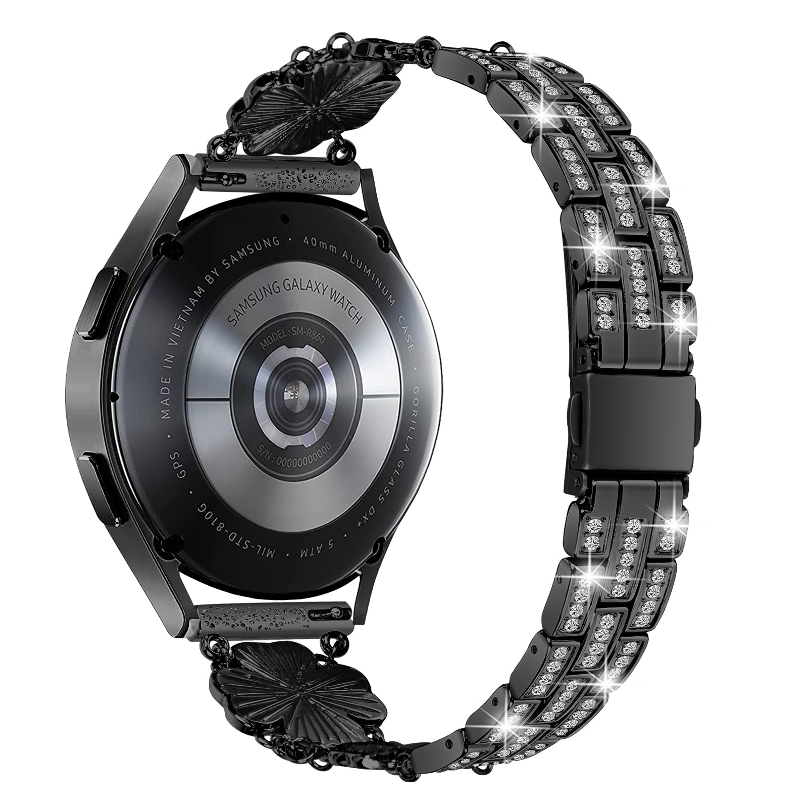 For Samsung Galaxy Watch6 40mm 44mm Watch6 Classic 43mm 47mm Watch 5 40mm 44mm 5 Pro 45mm Watch4 40mm 44mm Metal Watch Band 20mm Rhinestone Clover Wrist Strap
