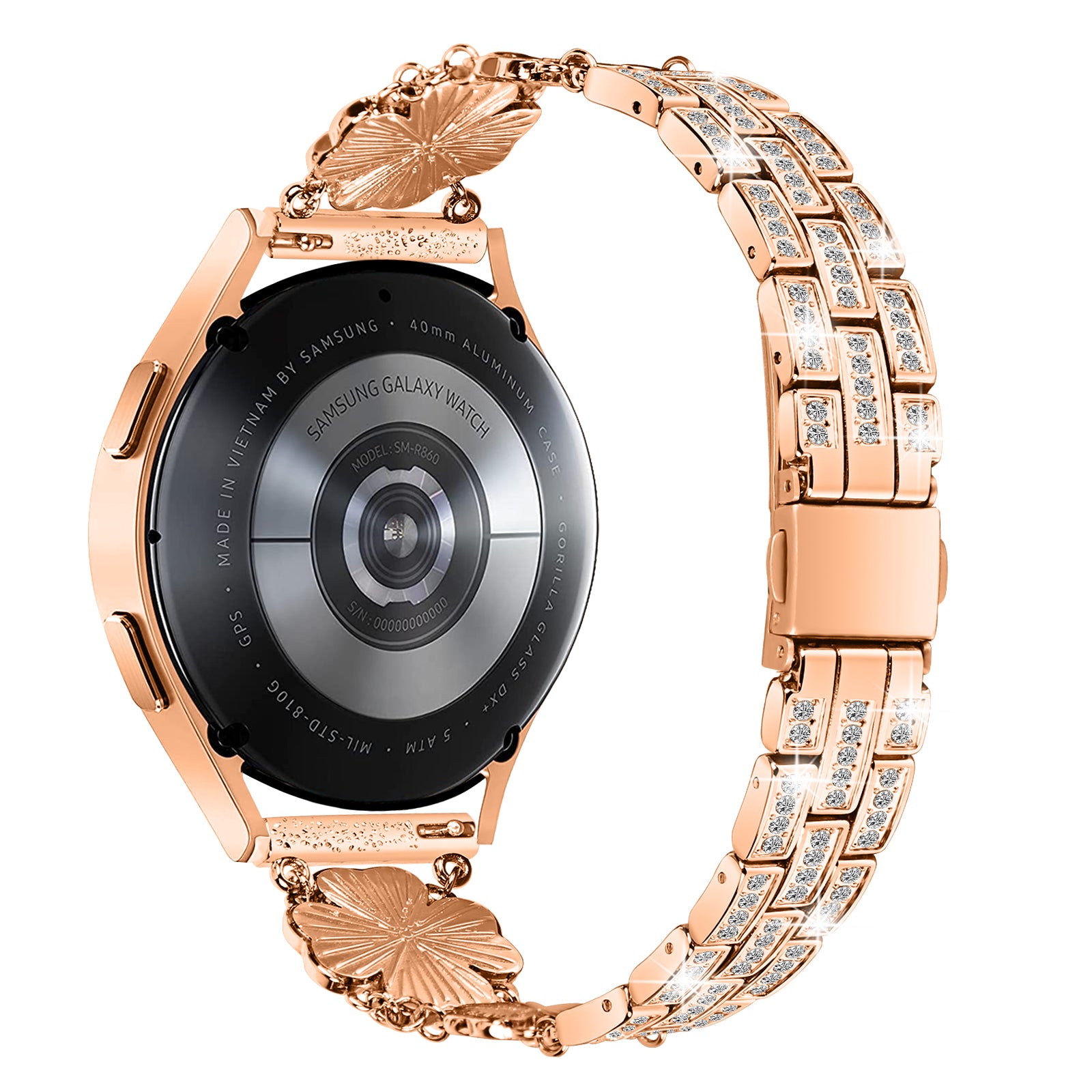 For Samsung Galaxy Watch6 40mm 44mm Watch6 Classic 43mm 47mm Watch 5 40mm 44mm 5 Pro 45mm Watch4 40mm 44mm Metal Watch Band 20mm Rhinestone Clover Wrist Strap