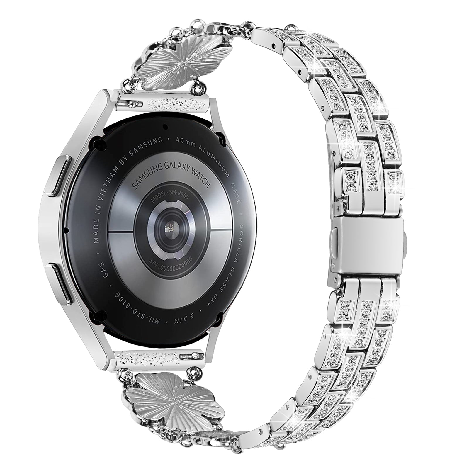For Samsung Galaxy Watch6 40mm 44mm Watch6 Classic 43mm 47mm Watch 5 40mm 44mm 5 Pro 45mm Watch4 40mm 44mm Metal Watch Band 20mm Rhinestone Clover Wrist Strap