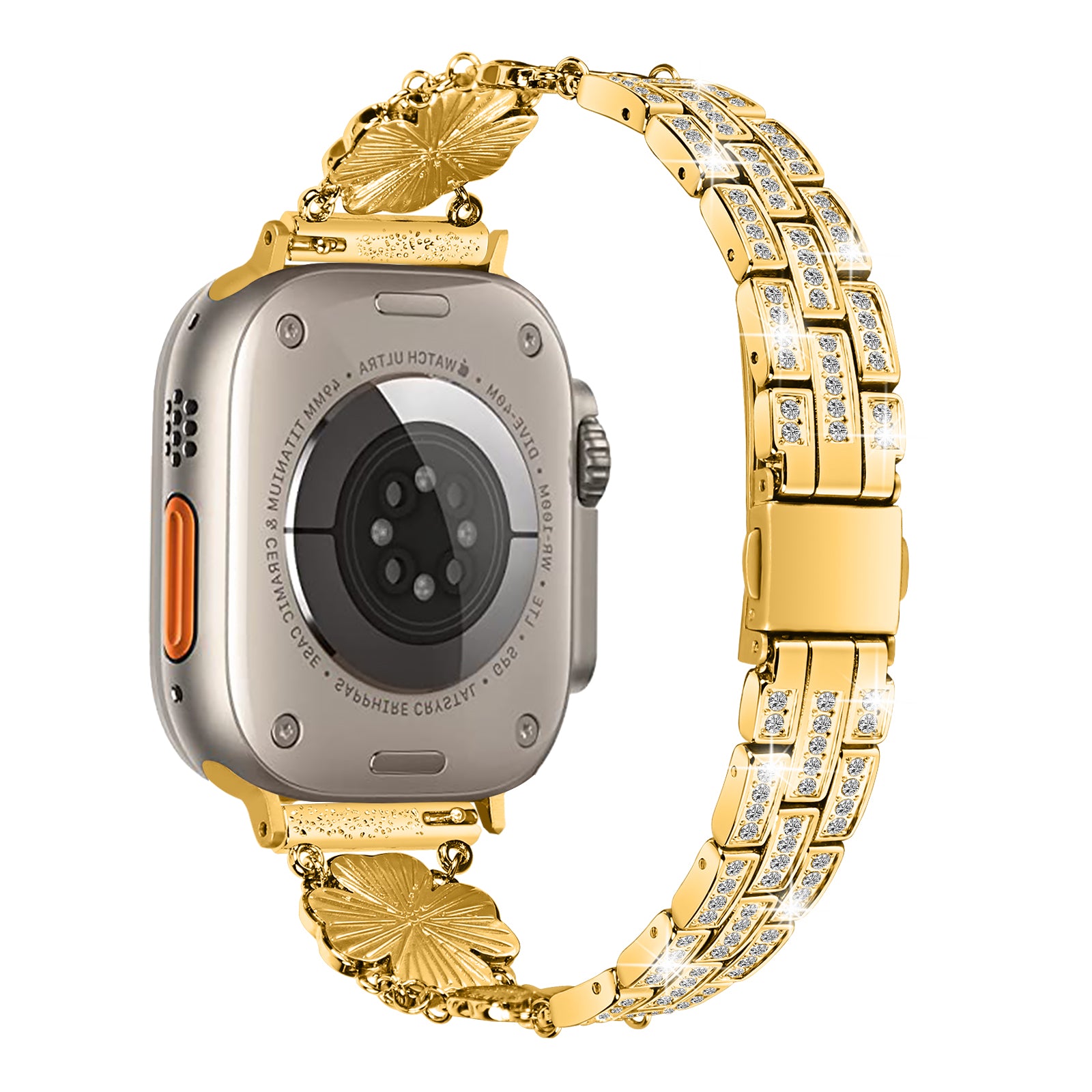 For Apple Watch Series 9 8 7 41mm 6 5 4 SE (2023) SE (2022) SE 40mm 3 2 1 38mm Watch Strap Rhinestone Clover Decor Metal Watch Band
