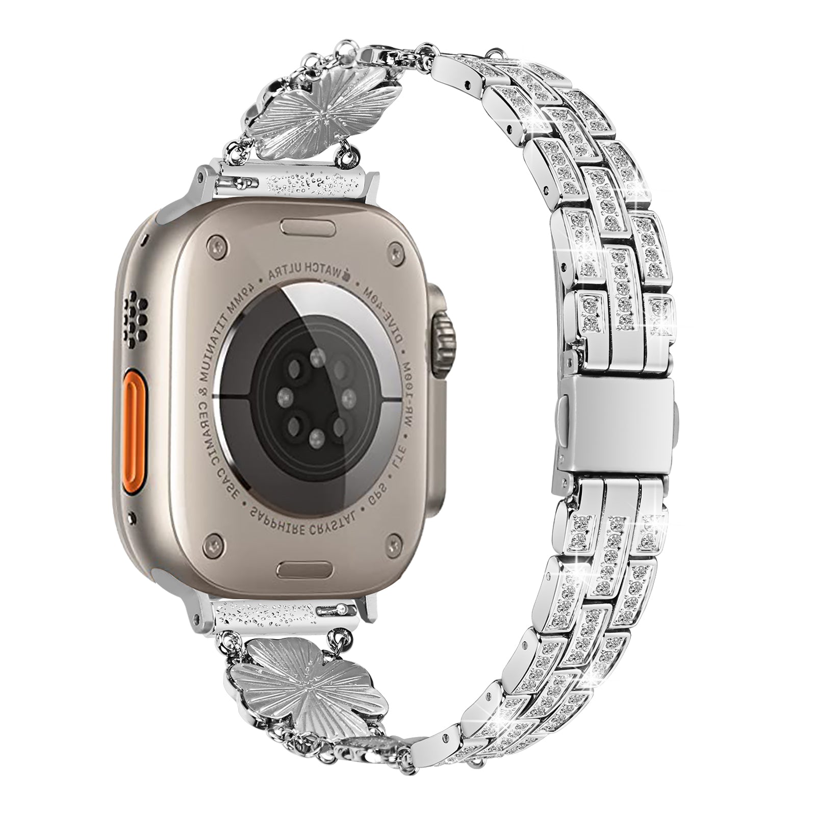 For Apple Watch Series 9 8 7 41mm 6 5 4 SE (2023) SE (2022) SE 40mm 3 2 1 38mm Watch Strap Rhinestone Clover Decor Metal Watch Band