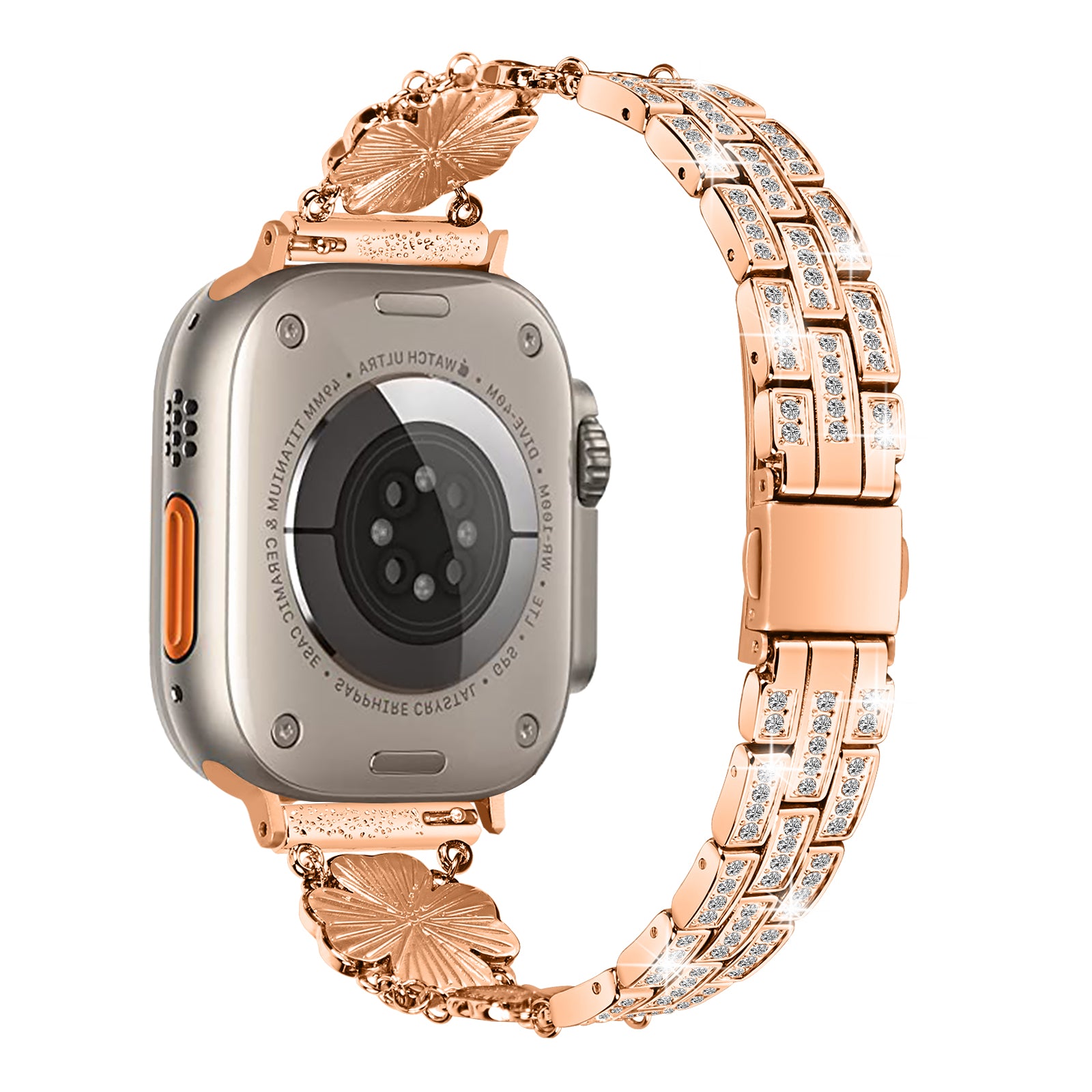 For Apple Watch Ultra Ultra 2 49mm Series 9 8 7 45mm 6 5 4 SE SE (2022) (2023) 44mm 3 2 1 42mm Watch Band Rhinestone Clover Watch Metal Strap