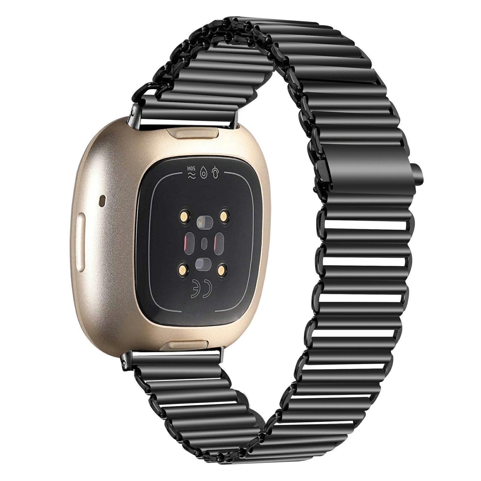 For Fitbit Versa 4 Sense 2 Watch Band Stainless Steel Hollow Adjustable Wrist Strap