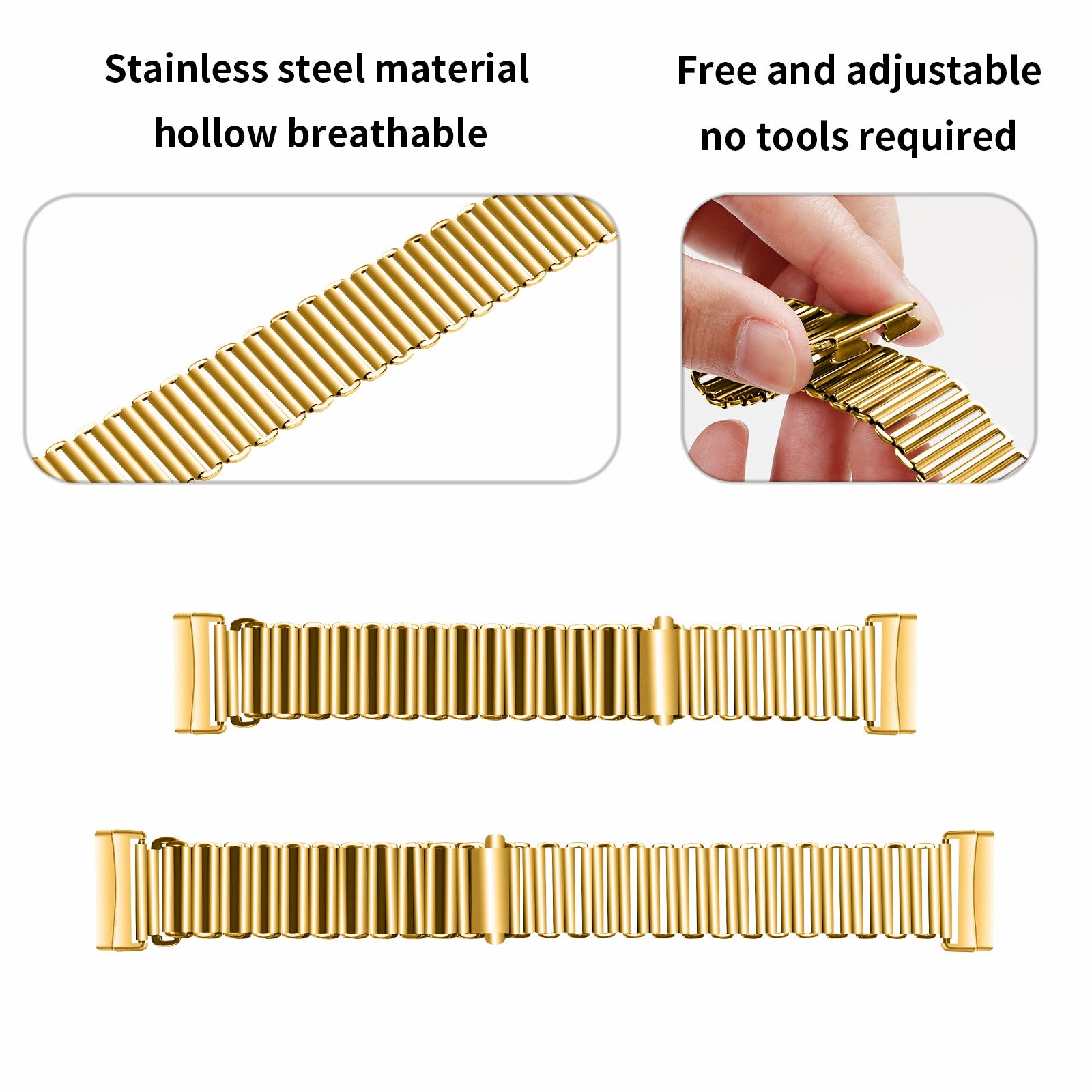 For Fitbit Versa 4 Sense 2 Watch Band Stainless Steel Hollow Adjustable Wrist Strap