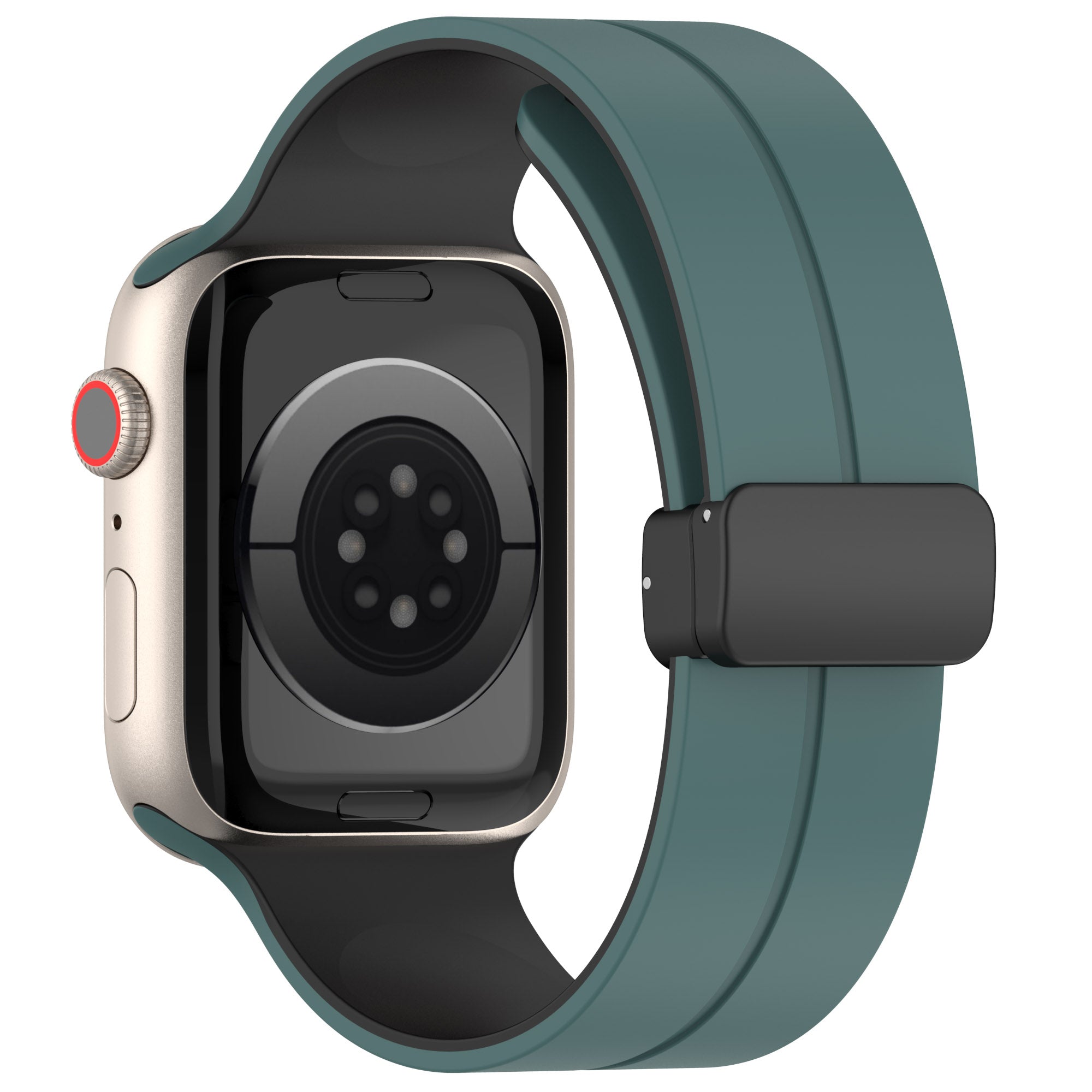 For Apple Watch Series 9 8 7 41mm 6 5 4 SE (2023) SE (2022) SE 40mm 3 2 1 38mm Magnetic Buckle Wrist Band Bi-color Silicone Watch Strap