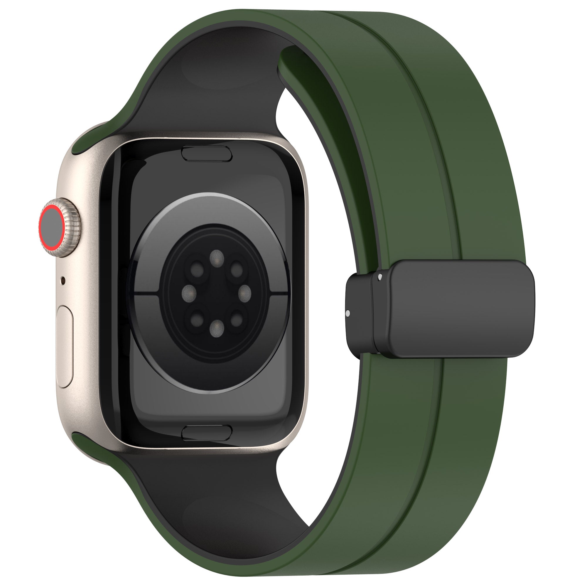 For Apple Watch Series 9 8 7 41mm 6 5 4 SE (2023) SE (2022) SE 40mm 3 2 1 38mm Magnetic Buckle Wrist Band Bi-color Silicone Watch Strap