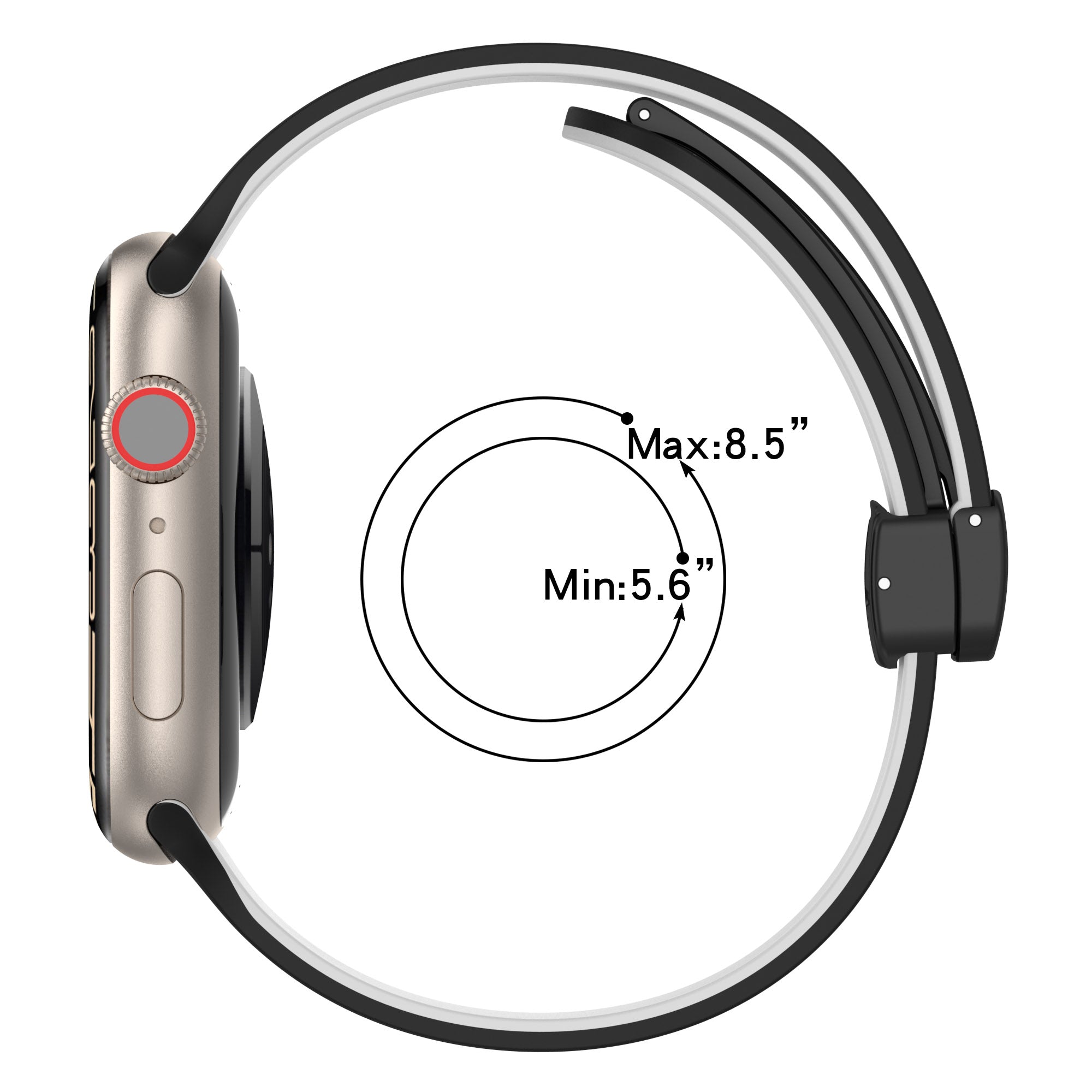 For Apple Watch Series 9 8 7 41mm 6 5 4 SE (2023) SE (2022) SE 40mm 3 2 1 38mm Magnetic Buckle Wrist Band Bi-color Silicone Watch Strap