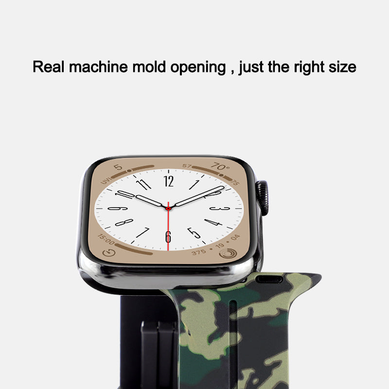 For Apple Watch Ultra Ultra 2 49mm Series 9 8 7 45mm 6 5 4 SE SE (2022) (2023) 44mm 3 2 1 42mm Camouflage Silicone Watch Band Magnetic Buckle Strap