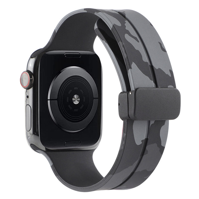 For Apple Watch Ultra Ultra 2 49mm Series 9 8 7 45mm 6 5 4 SE SE (2022) (2023) 44mm 3 2 1 42mm Camouflage Silicone Watch Band Magnetic Buckle Strap