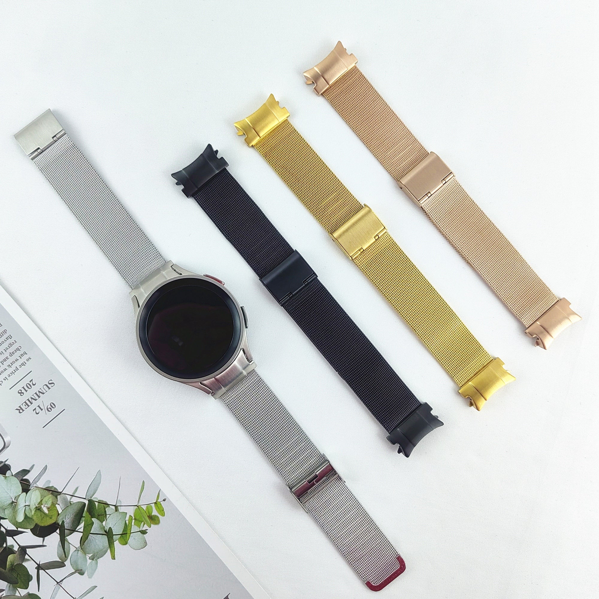 For Samsung Galaxy Watch6 40mm 44mm Watch6 Classic 43mm 47mm Watch 5 40mm 44mm Watch4 40mm 44mm Metal Strap Milanese Watch Band with Buckle