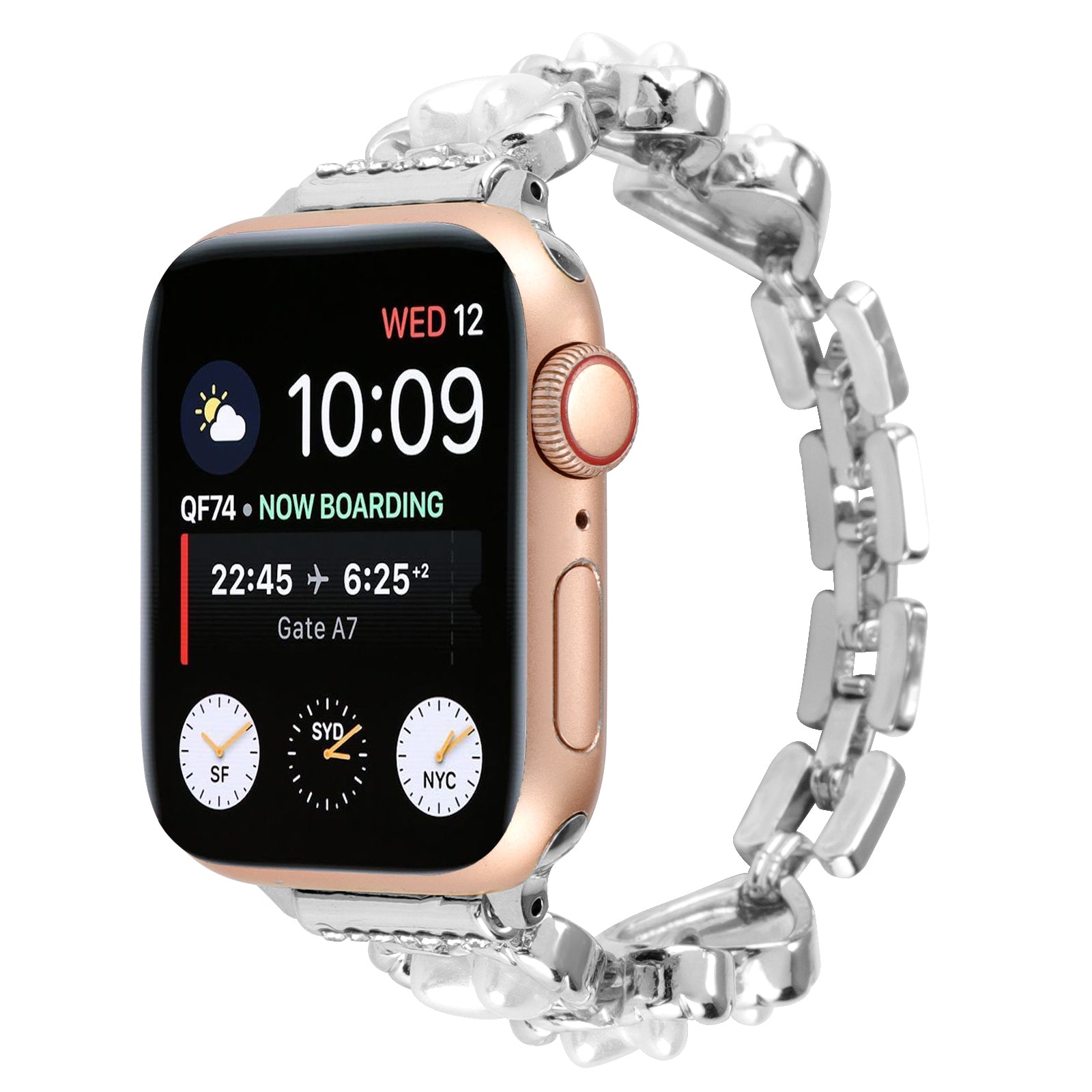 For Apple Watch Series 9 8 7 41mm 6 5 4 SE (2023) SE (2022) SE 40mm 3 2 1 38mm Metal Strap Rhinestone Decorated Watch Band