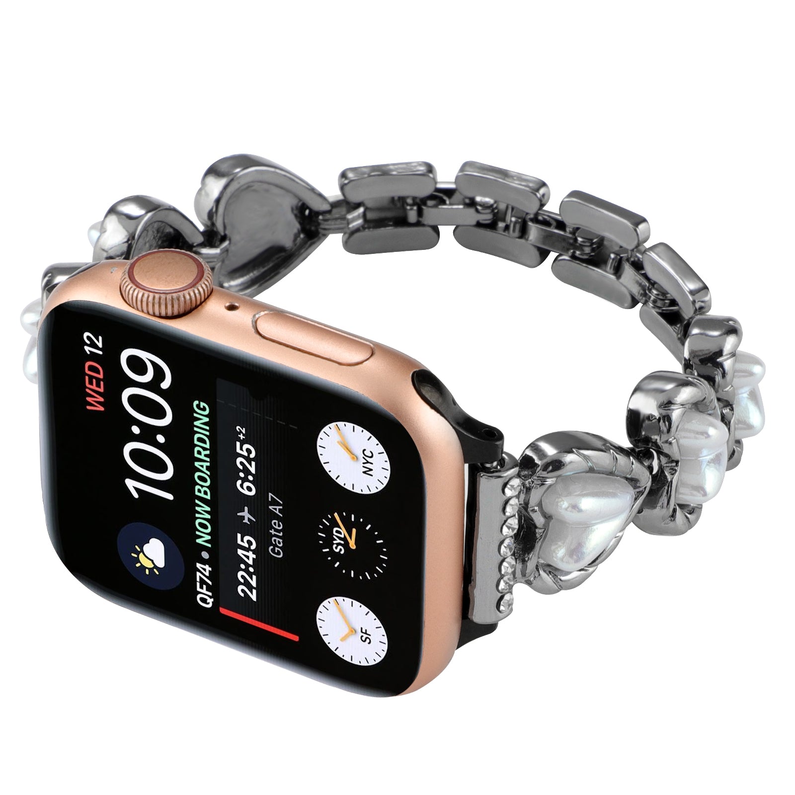 For Apple Watch Ultra Ultra 2 49mm Series 9 8 7 45mm 6 5 4 SE SE (2022) (2023) 44mm 3 2 1 42mm Metal Strap Watch Band with Rhinestone