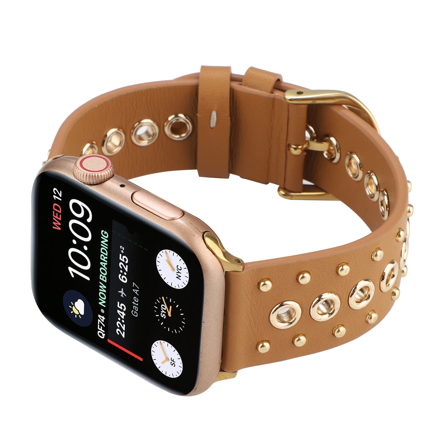 For Apple Watch Series 9 8 7 41mm 6 5 4 SE (2023) SE (2022) SE 40mm 3 2 1 38mm Rivets Watch Band Genuine Leather Strap
